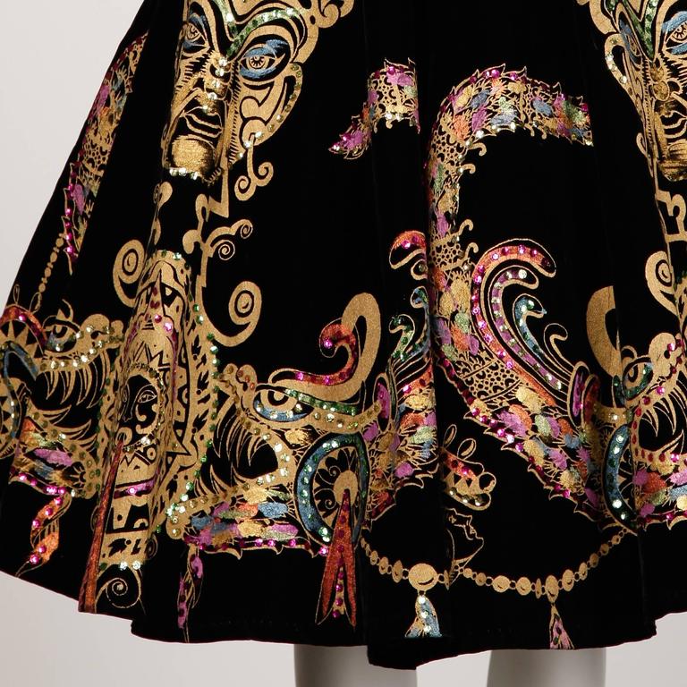 1950s Vintage HandPainted Mexican Skirt + Top Ensemble at 1stDibs