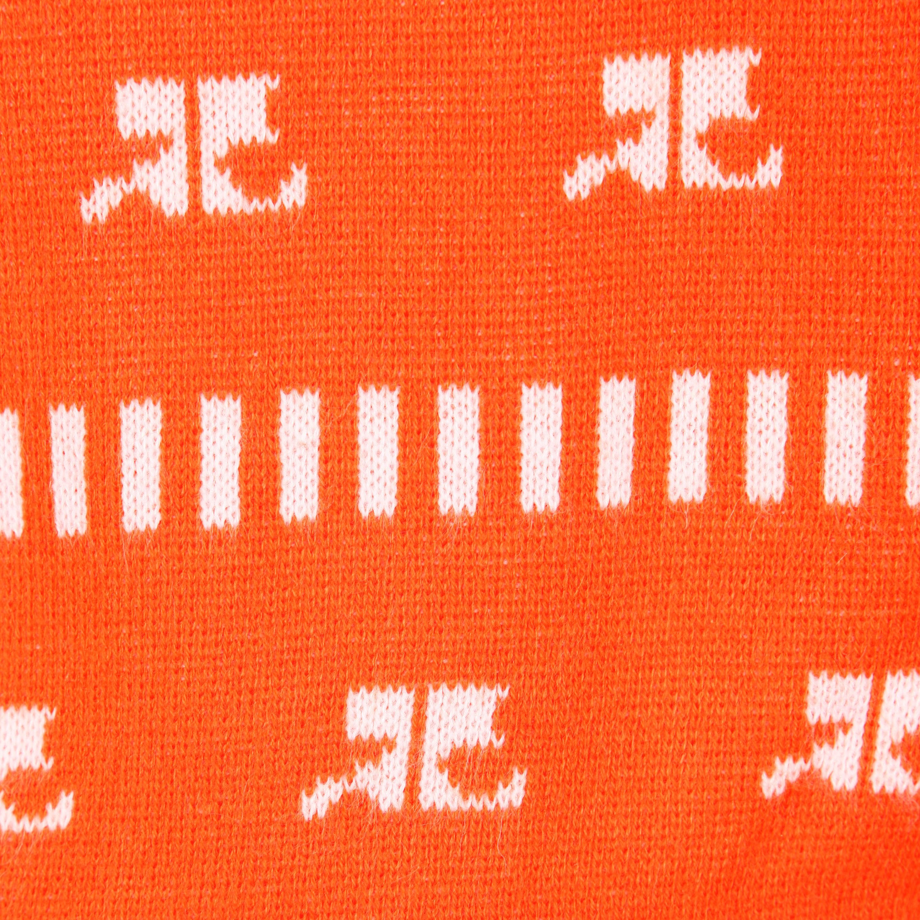 Red Courreges Vintage Orange Knit Sweater Vest, 1970s 