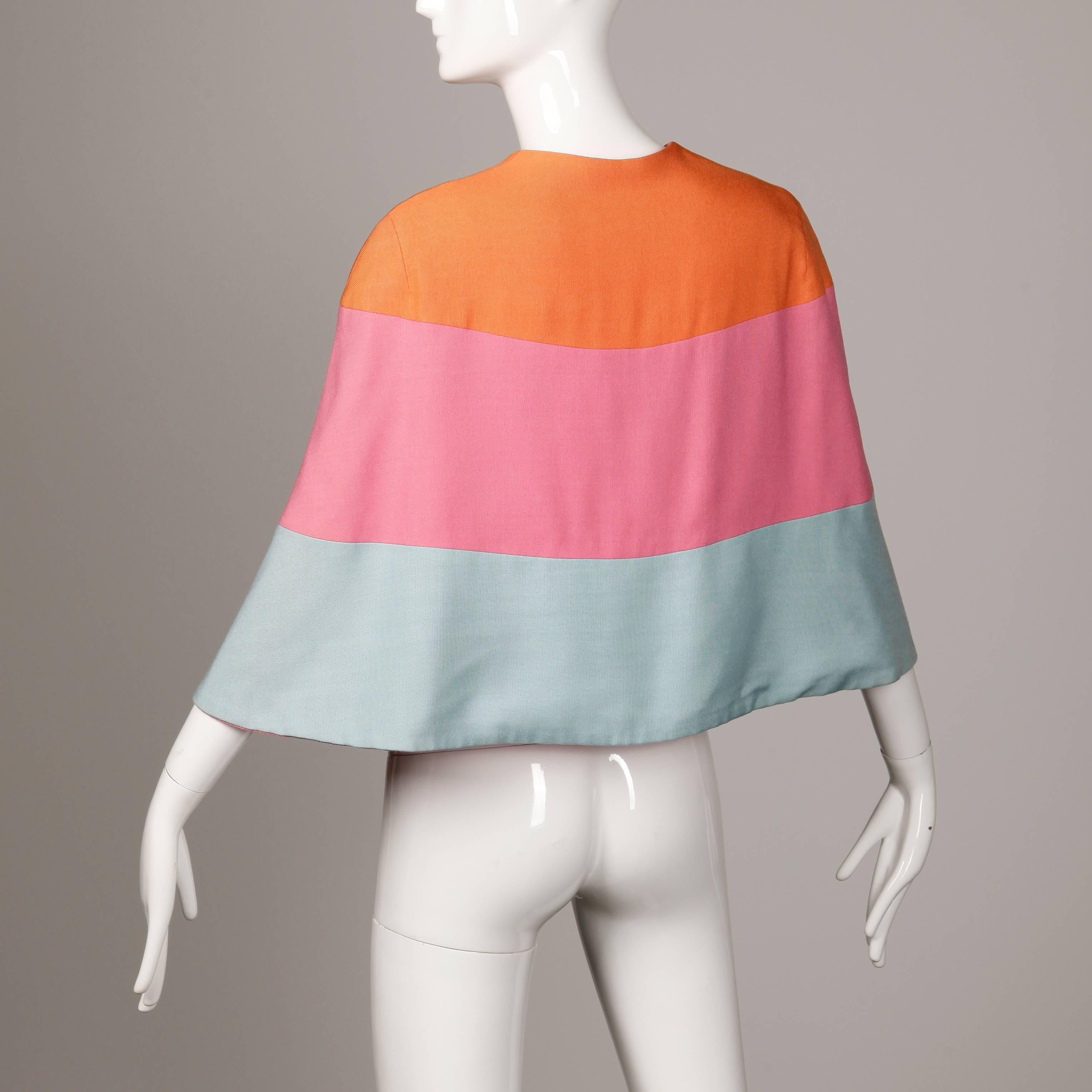 Women's Karl Lagerfeld for Tiziani Vintage 1960s Color Block Cape