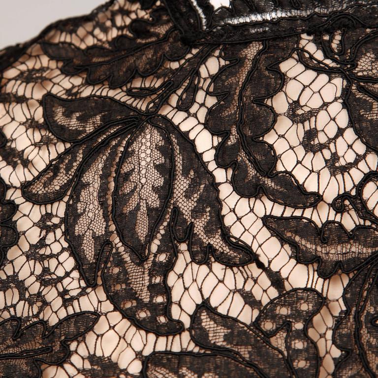  Richilene Vintage Black Lace Hand-Painted Silk Dress with Tags, 1970s   For Sale 1