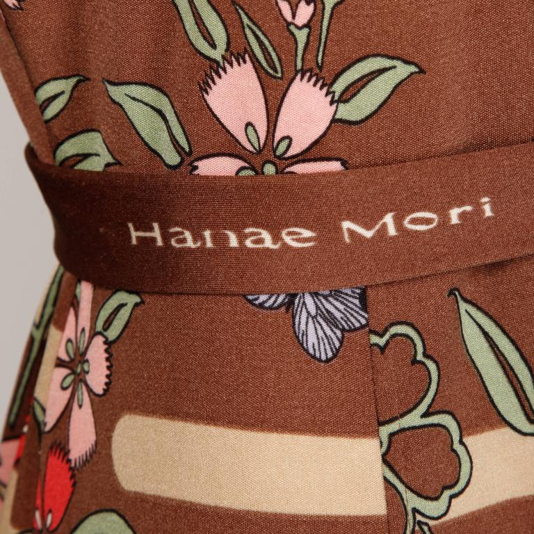 1970s Hanae Mori Vintage Shirt Dress with Butterfly Floral Print at 1stDibs