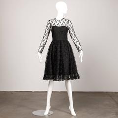 Bill Blass Vintage Sheer Black Lace Dress