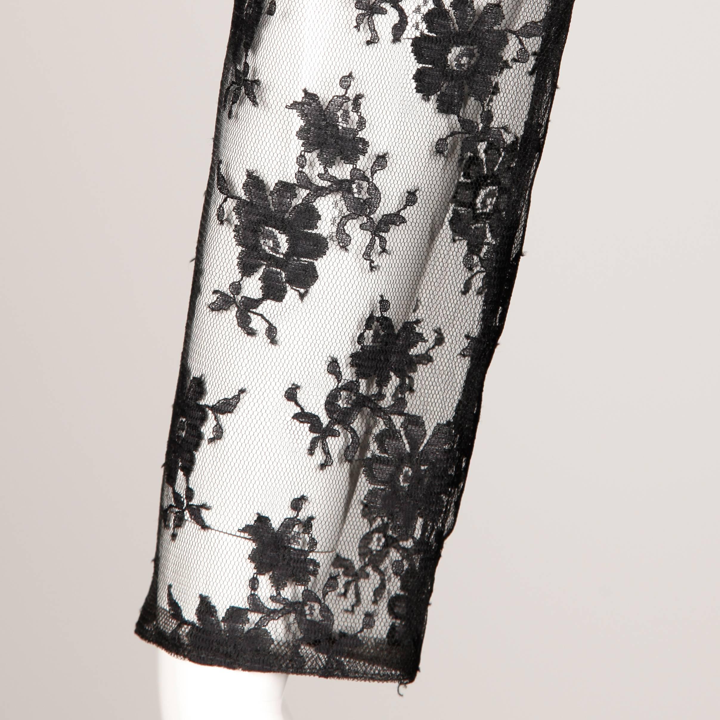 Women's Bill Blass Vintage Sheer Black Lace Dress For Sale