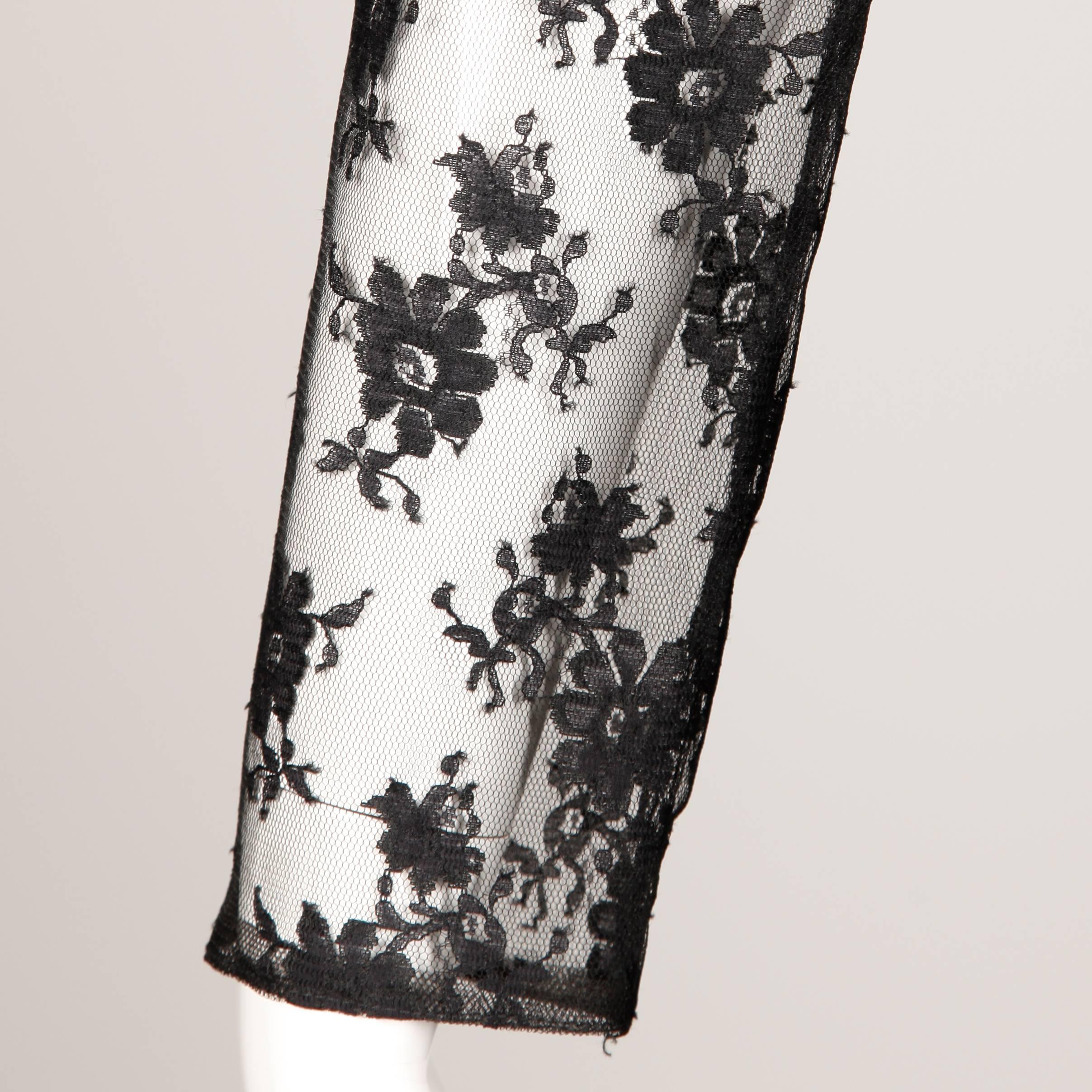 Bill Blass Vestido vintage de encaje negro transparente en venta 2