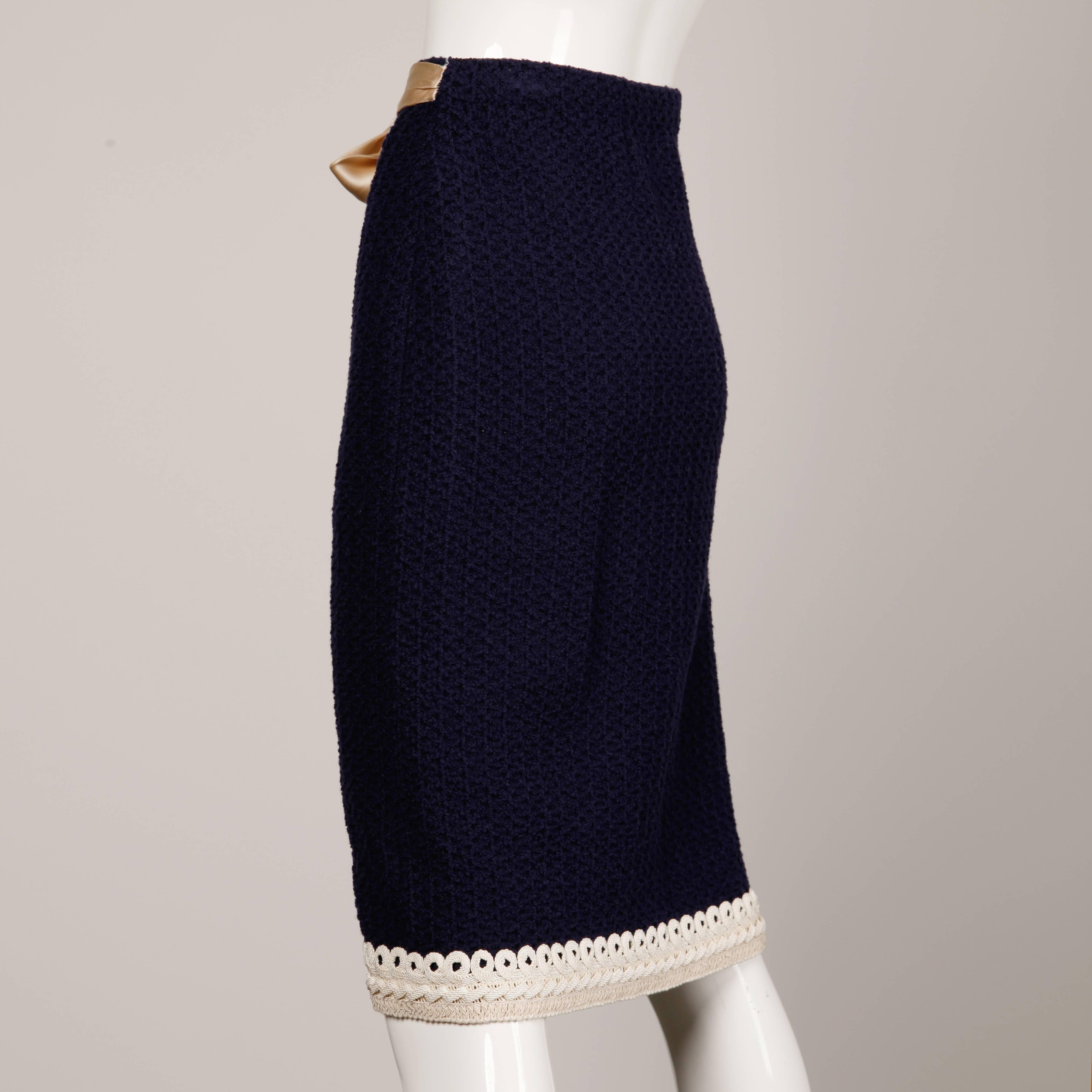 ivory wool pencil skirt