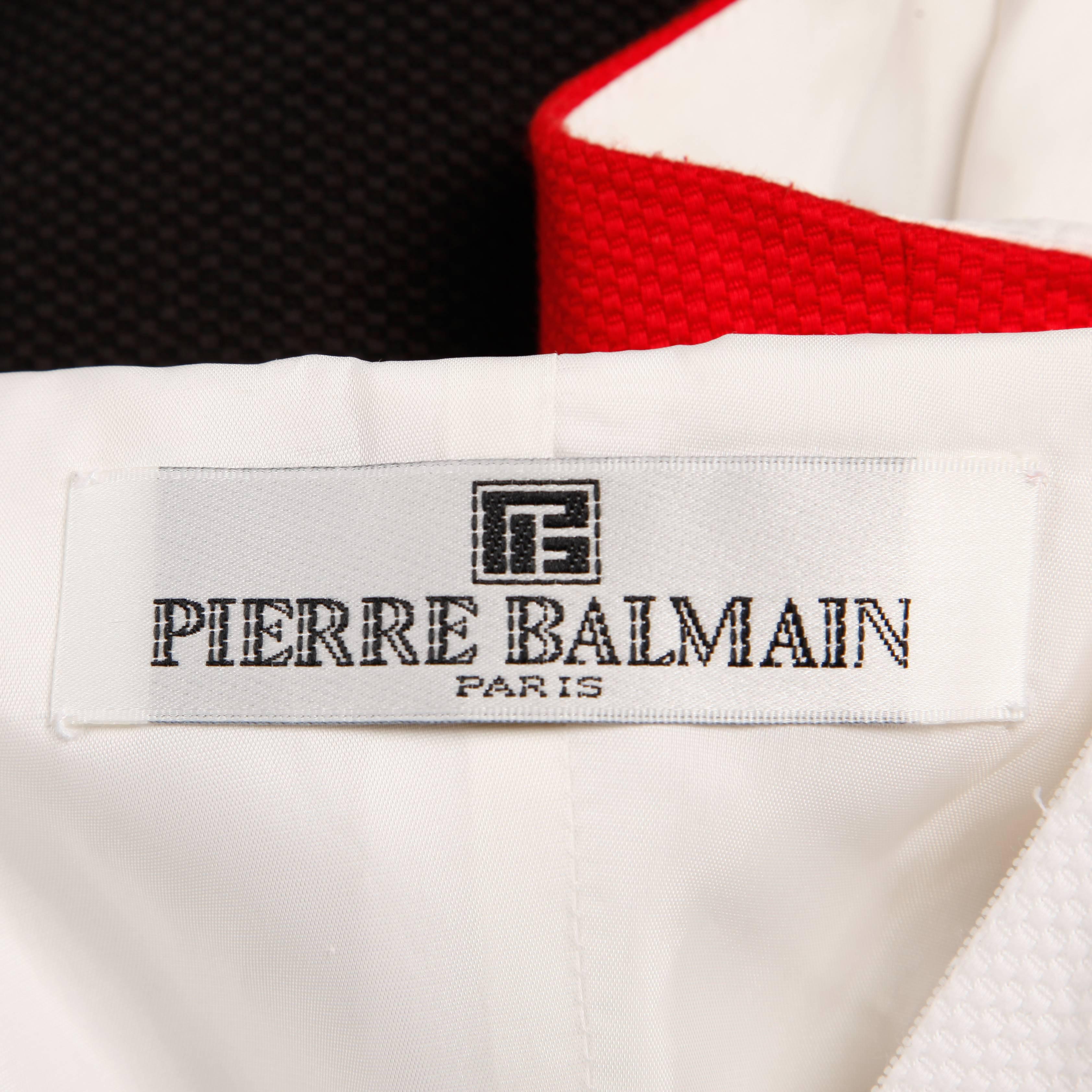 1980er Pierre Balmain Vintage trägerloses Vintage-Kleid mit Farbblockmuster (Schwarz) im Angebot
