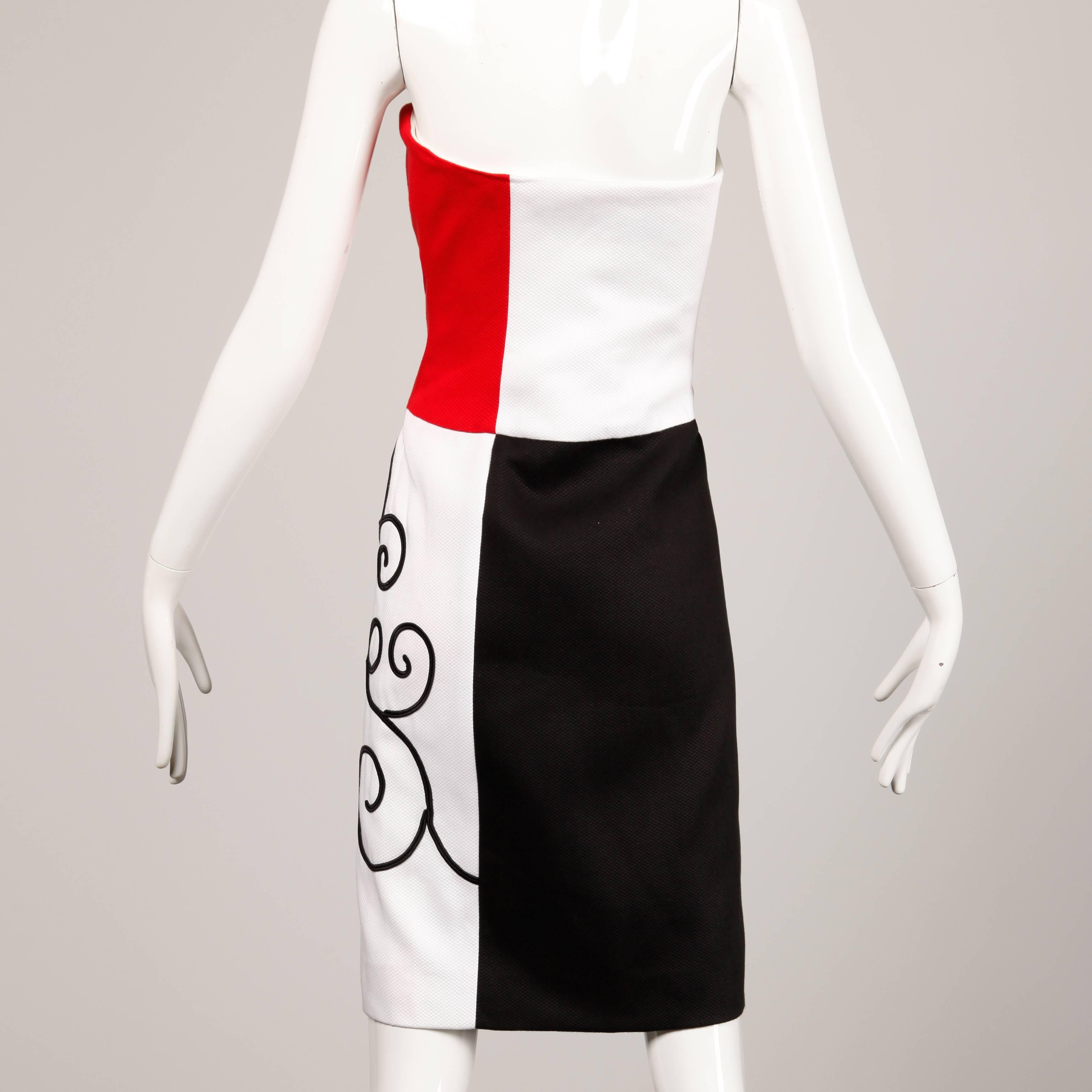 Women's 1980s Pierre Balmain Vintage Color Block Strapless Dress For Sale