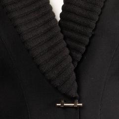 1980s Thierry Mugler Vintage Black Wool Jacket + Skirt Suit 2-Pc Ensemble