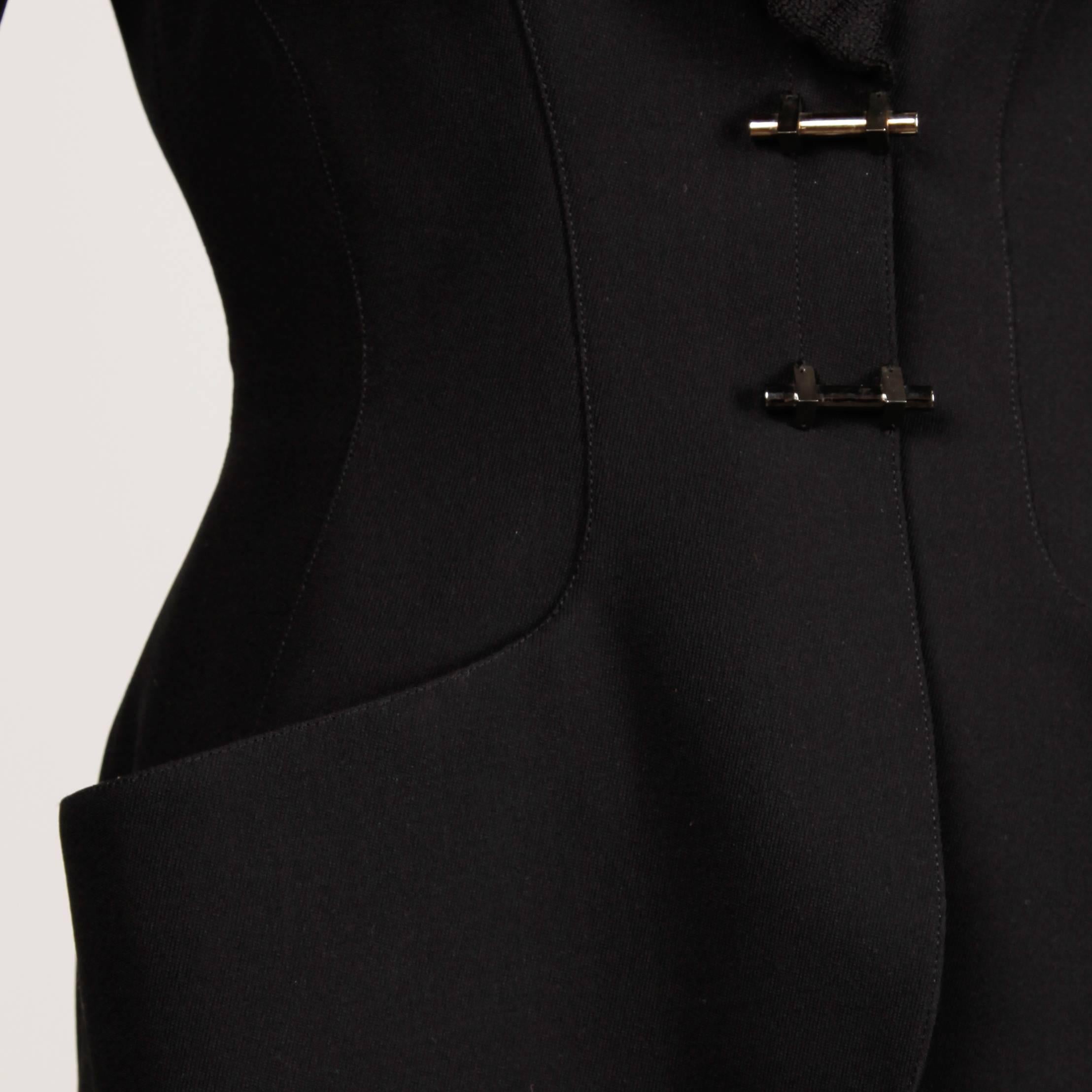 1980s Thierry Mugler Vintage Black Wool Jacket + Skirt Suit 2-Pc ...