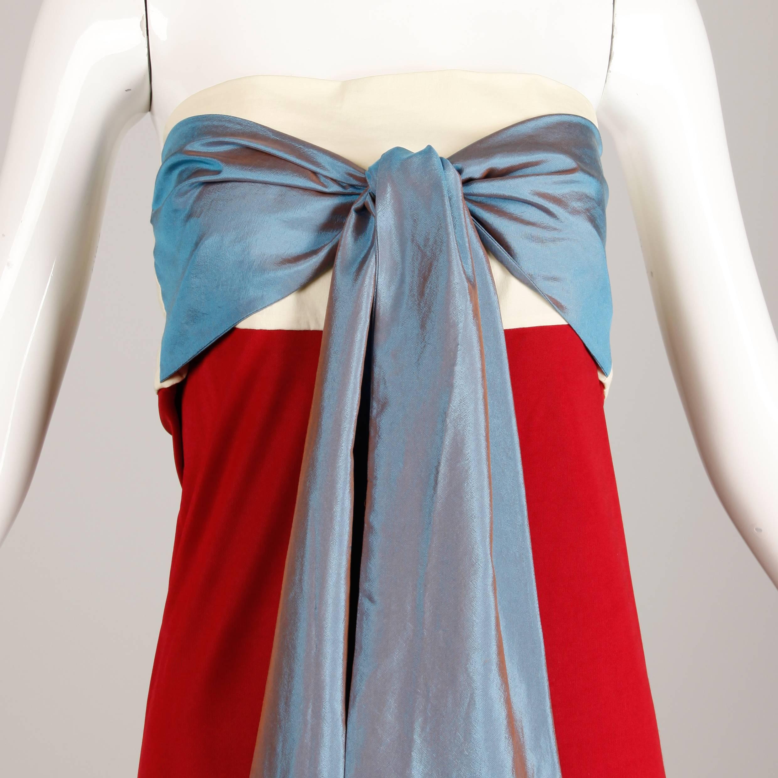 Jean Paul Gaultier Vintage Color Block Strapless Dress with Silk Tie, 1990s  1