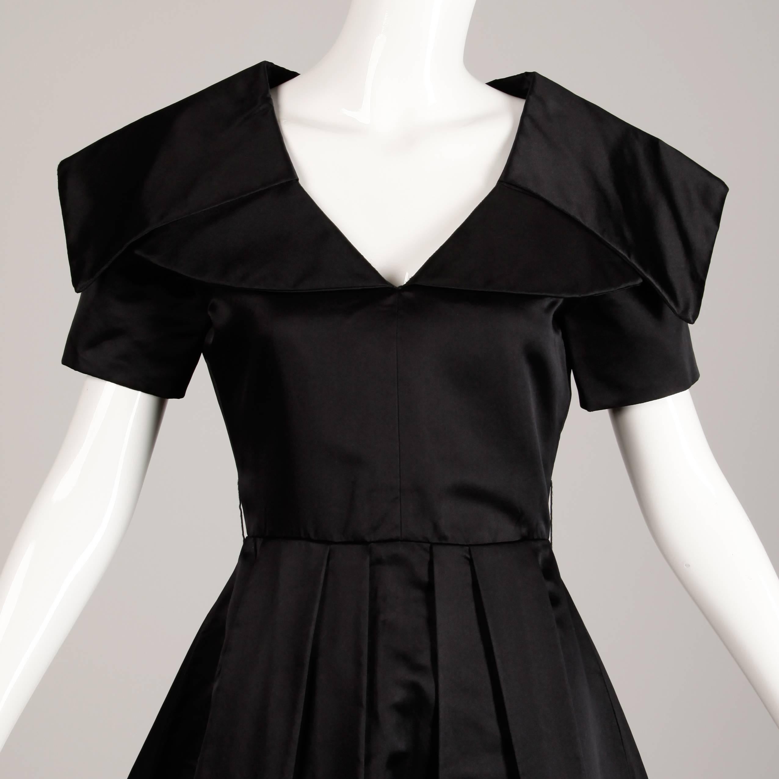 Women's Arnold Scaasi Vintage Black Silk Satin Dress