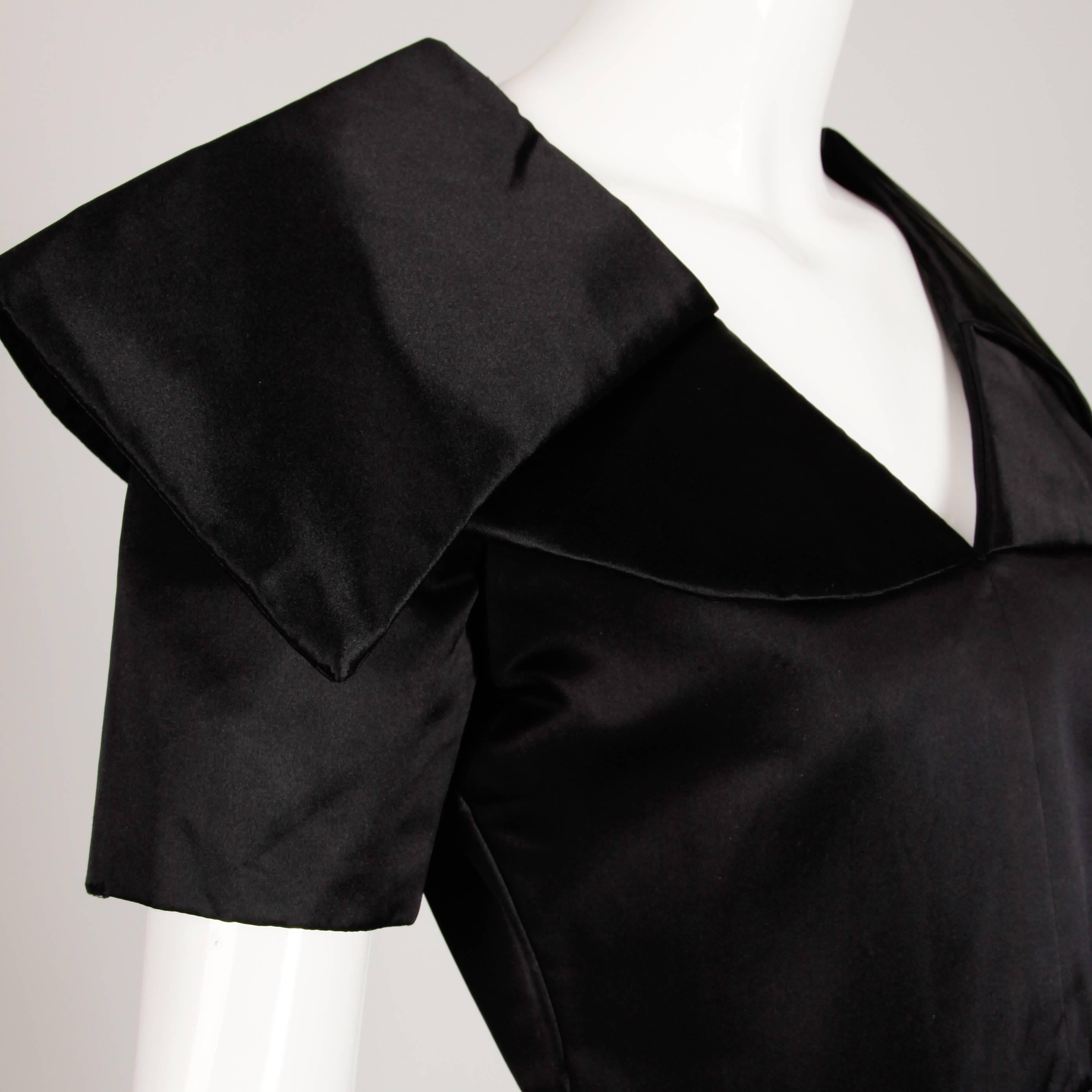 Arnold Scaasi Vintage Black Silk Satin Dress 1