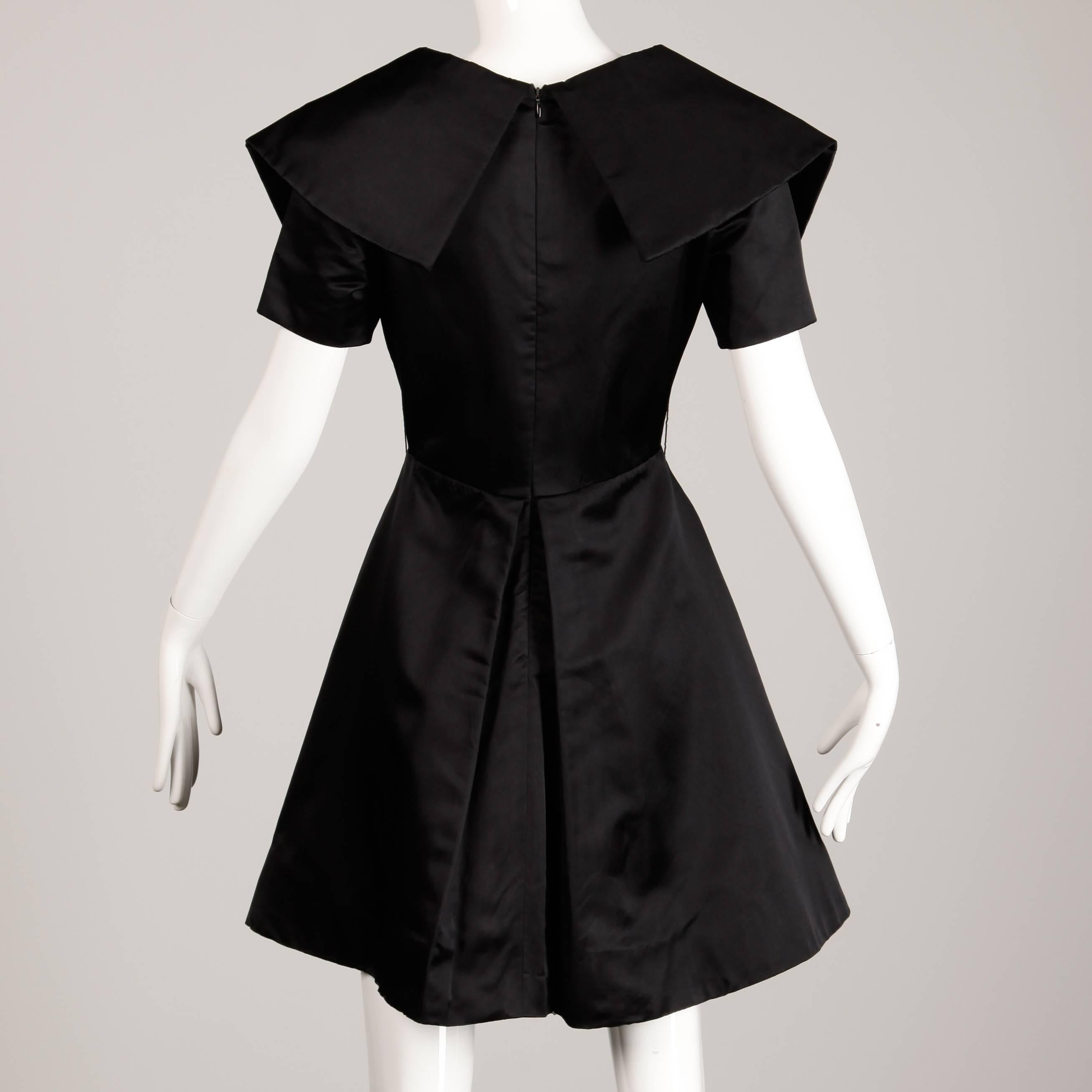 Arnold Scaasi Vintage Black Silk Satin Dress 2