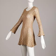 1970s Betsey Johnson Attributed Paraphernalia Crochet Mini Dress or Tunic