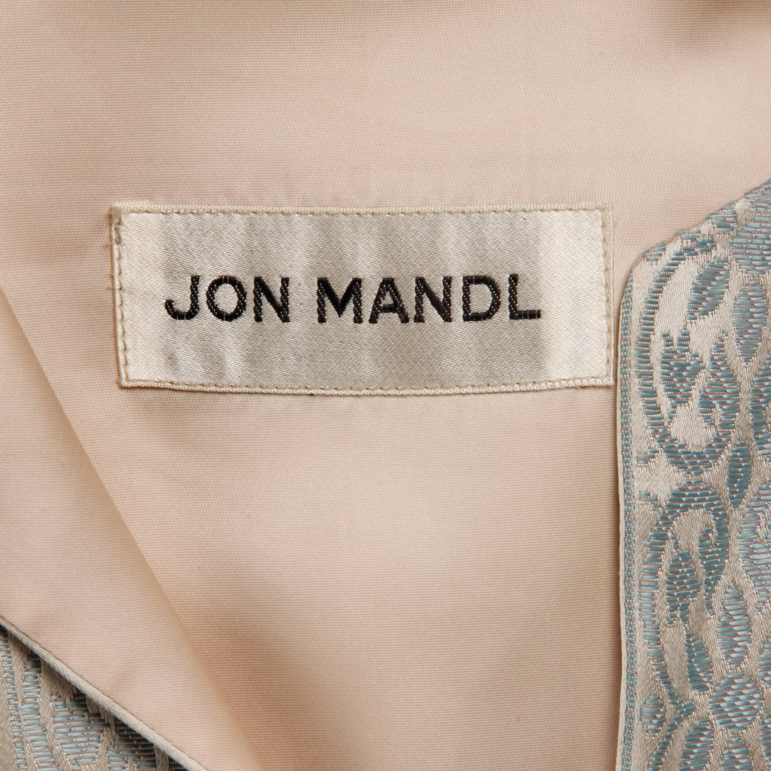 Gray 1970s Jon Mandl Vintage Novelty Print Jacquard Maxi Dress + Leather Lined Belt