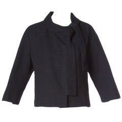 Jacques Tiffeau Vintage 1960s Black Wool + Silk Couture Jacket 11