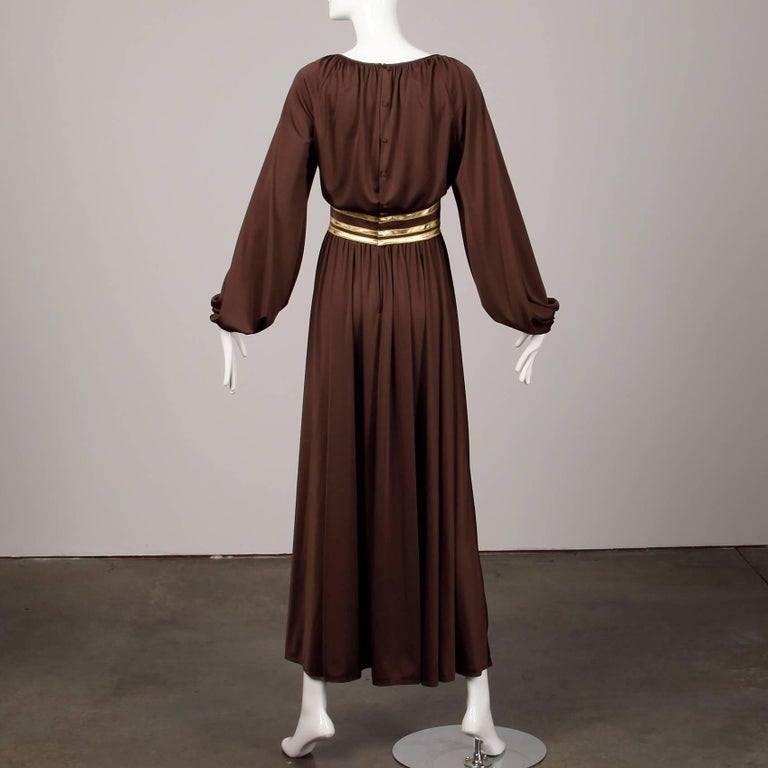 1970s Grecian Crochet Neck Jersey Maxi