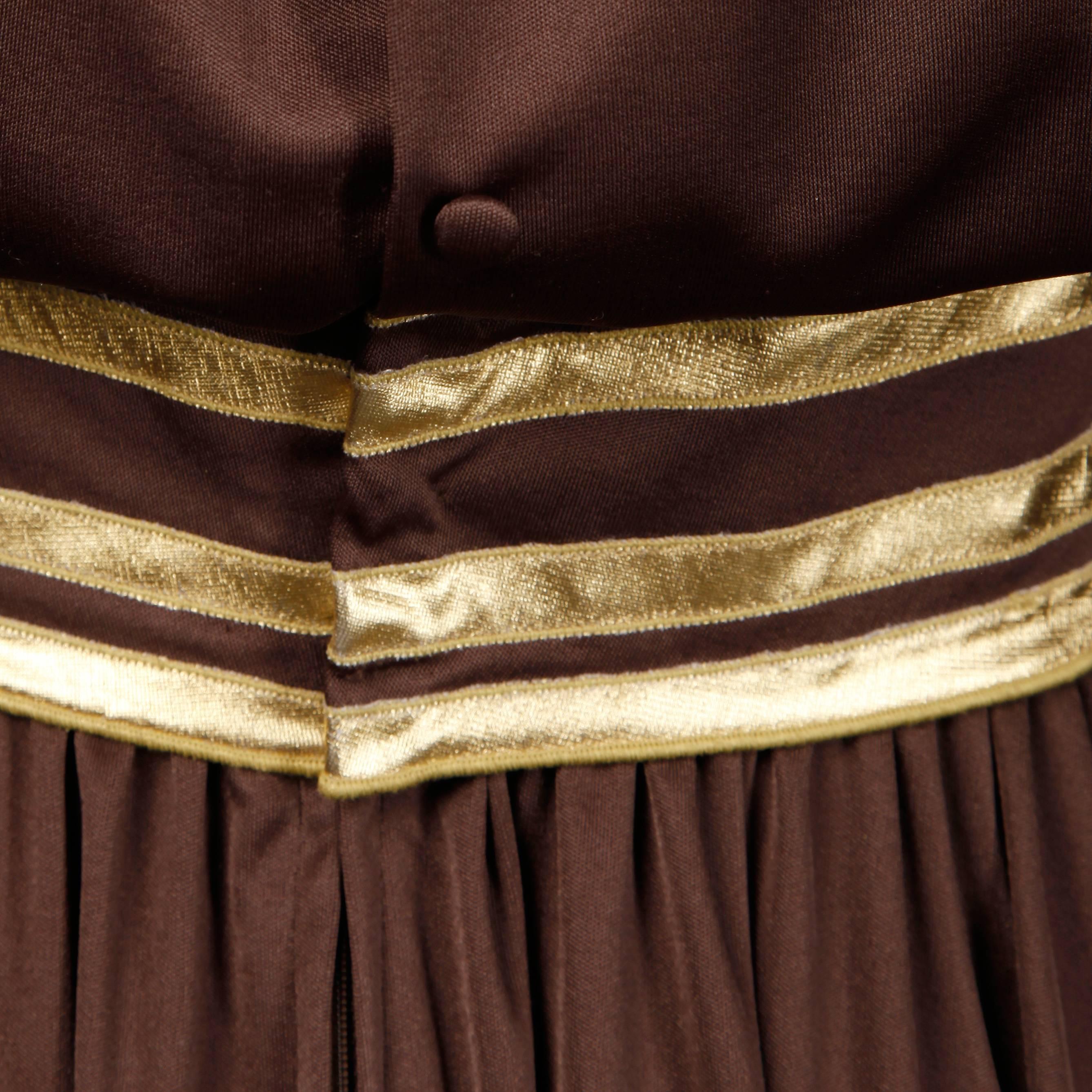 Black 1970s Rizkallah for Don Friese Ltd. Brown Grecian Jersey Knit Maxi Dress or Gown