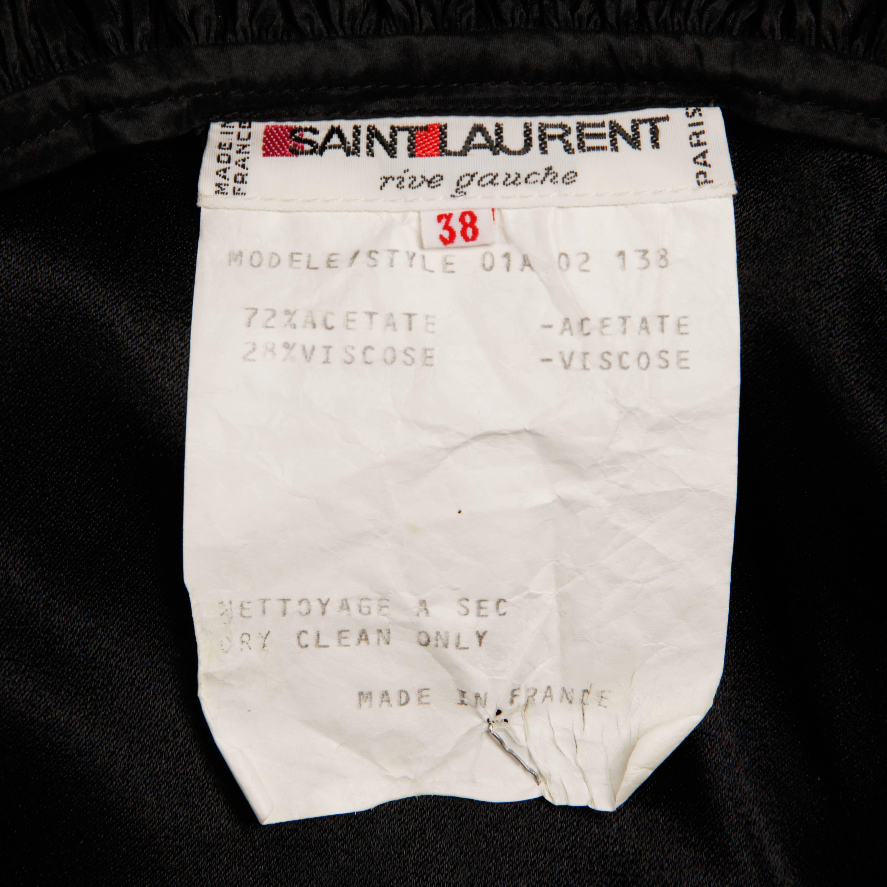 Yves Saint Laurent YSL Rive Gauche Vintage Ruffled Black Evening Dress, 1980s  2