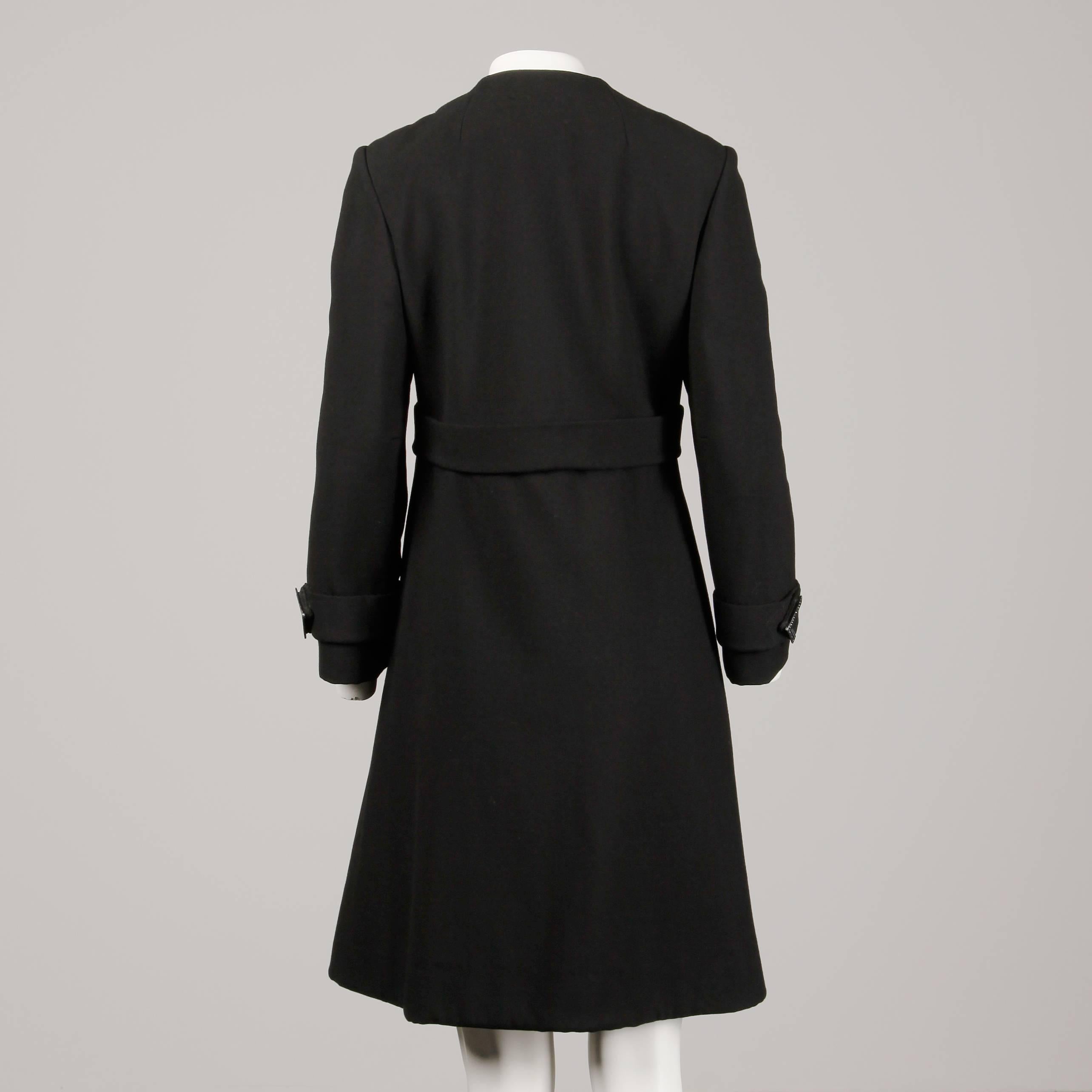 Youthcraft Vintage Black Wool Asymmetric Mod Coat with Chevron Detail