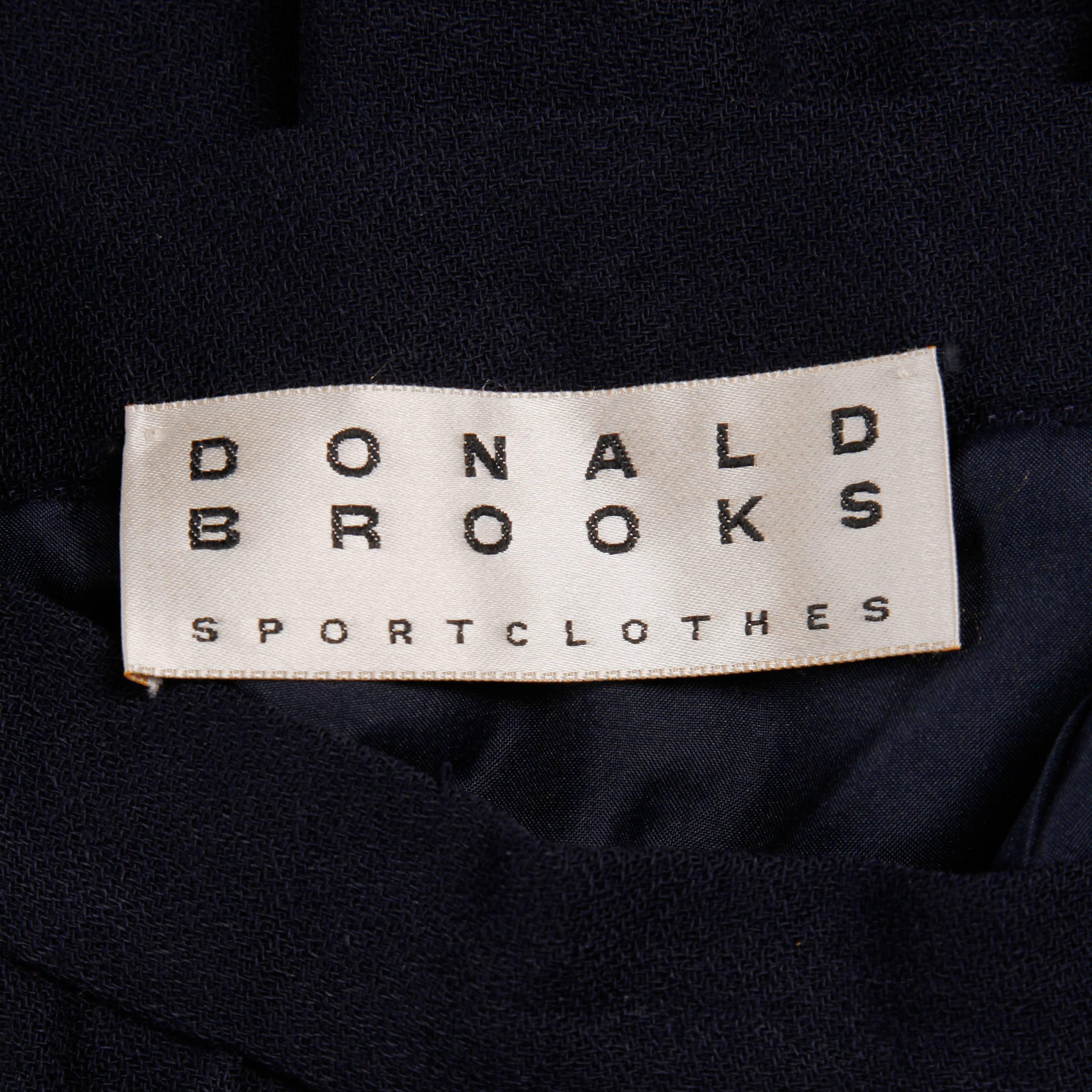 1970s Donald Brooks Vintage Navy Blue Wool Jacket + Skirt Suit Ensemble 3