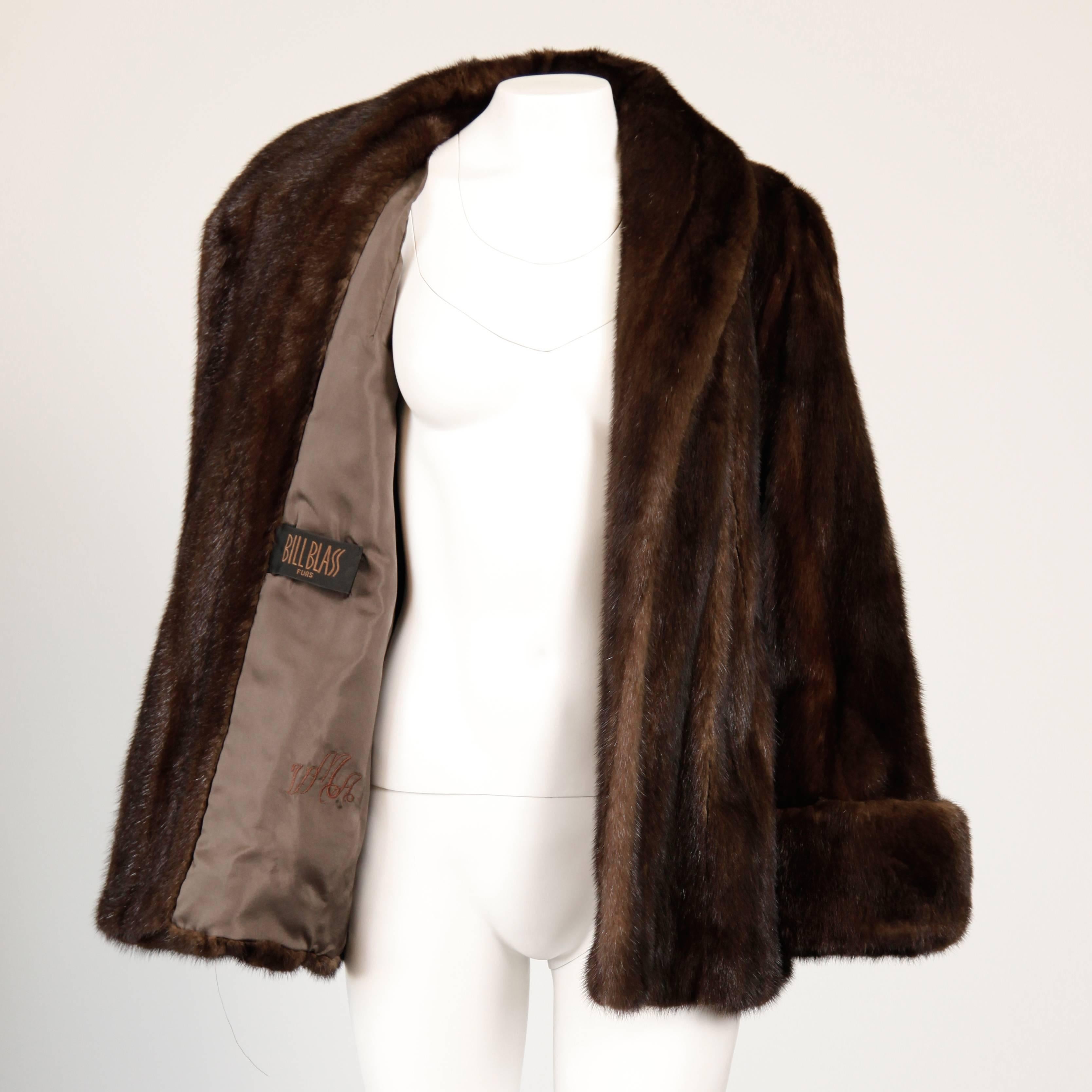 Stunning 1970s Bill Blass Brown Mink Fur Jacket or Coat 1