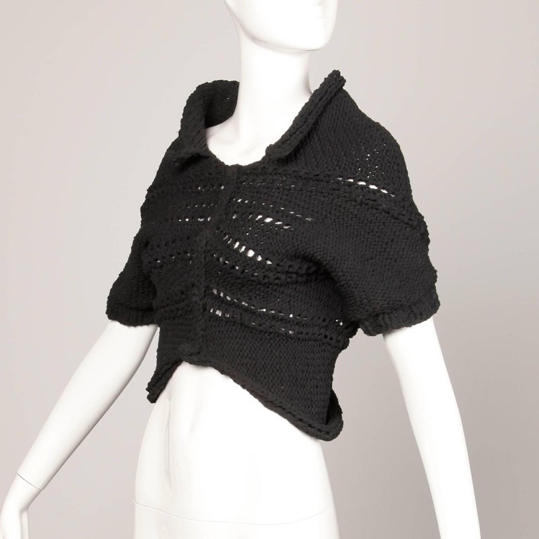 Junya Watanbe Comme des Garcons Avant Garde Black Wool Knit Sweater Top ...