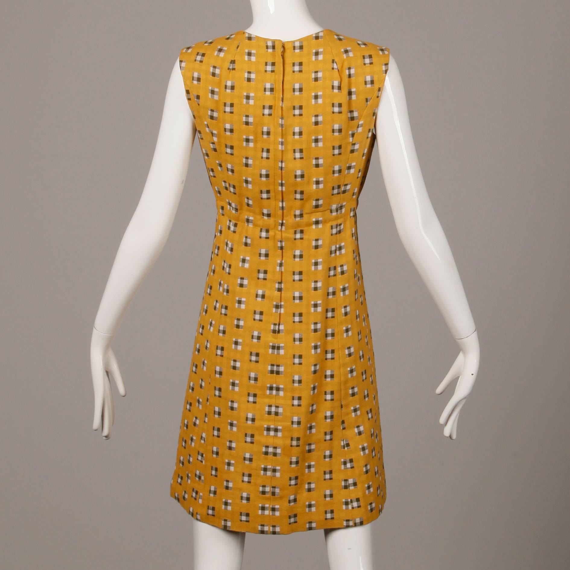 1960s Jack Feit Vintage Yellow Gingham Print Coat + Dress 2-Piece Ensemble 4