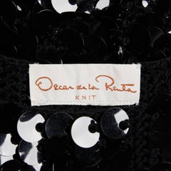 1980er Oscar de la Renta Vintage Schwarzes gestricktes glitzerndes Pailletten-Top oder Shirt