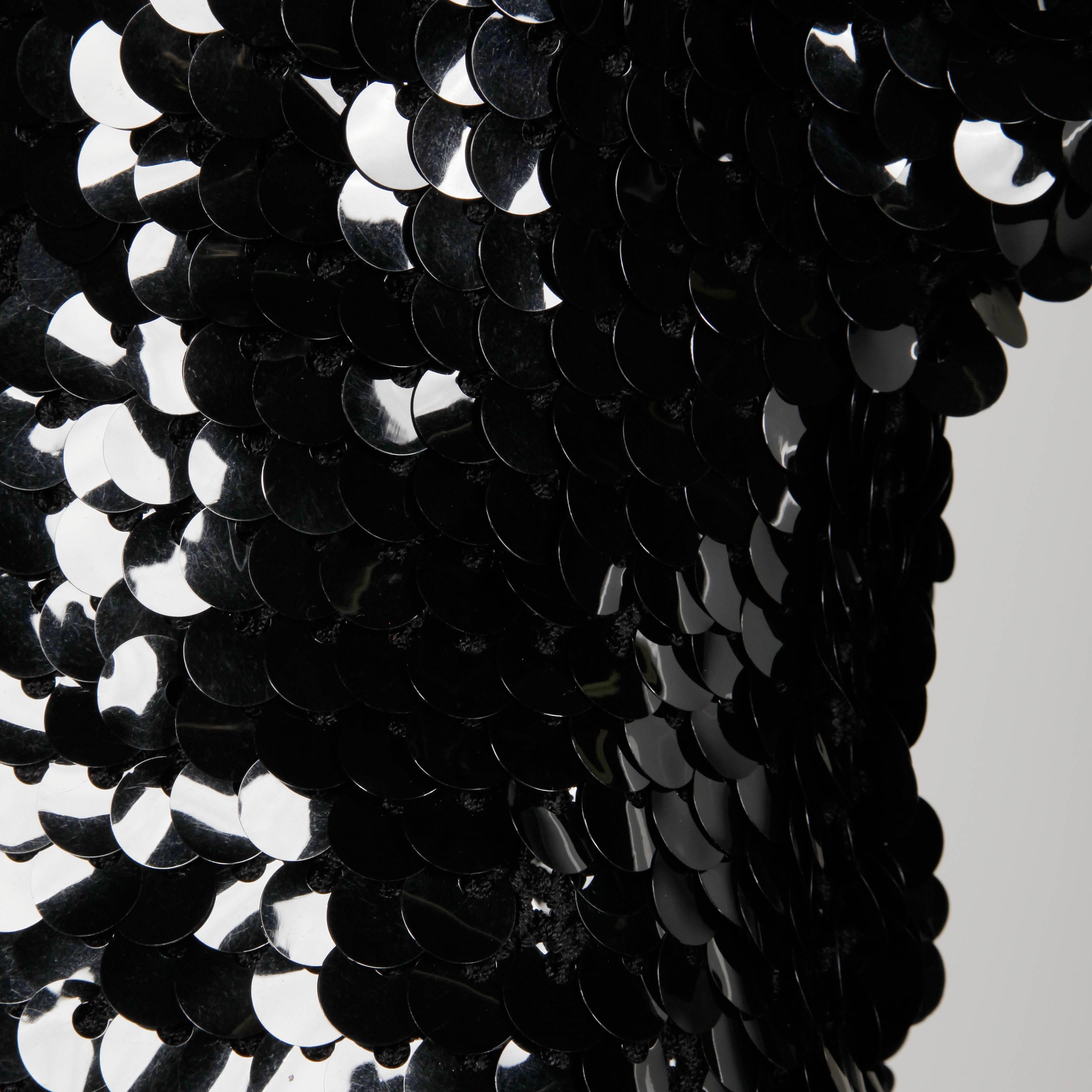 1980s Oscar de la Renta Vintage Black Knit SparklySequin Paillettes Top or Shirt For Sale 1