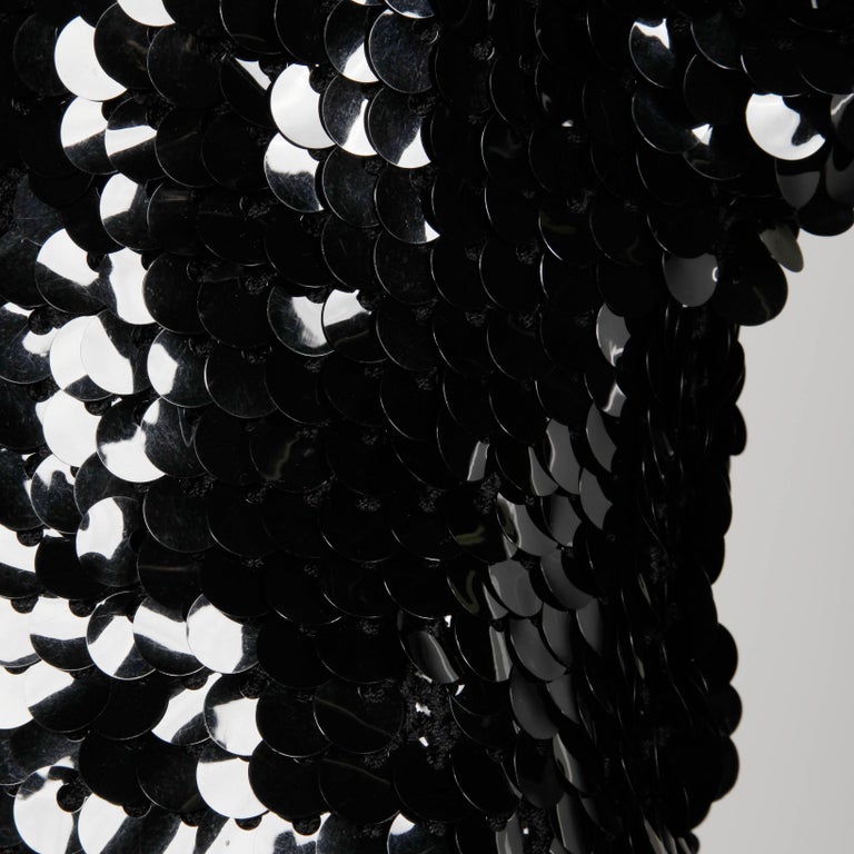 1980s Oscar de la Renta Vintage Black Knit SparklySequin Paillettes Top or Shirt For Sale 2