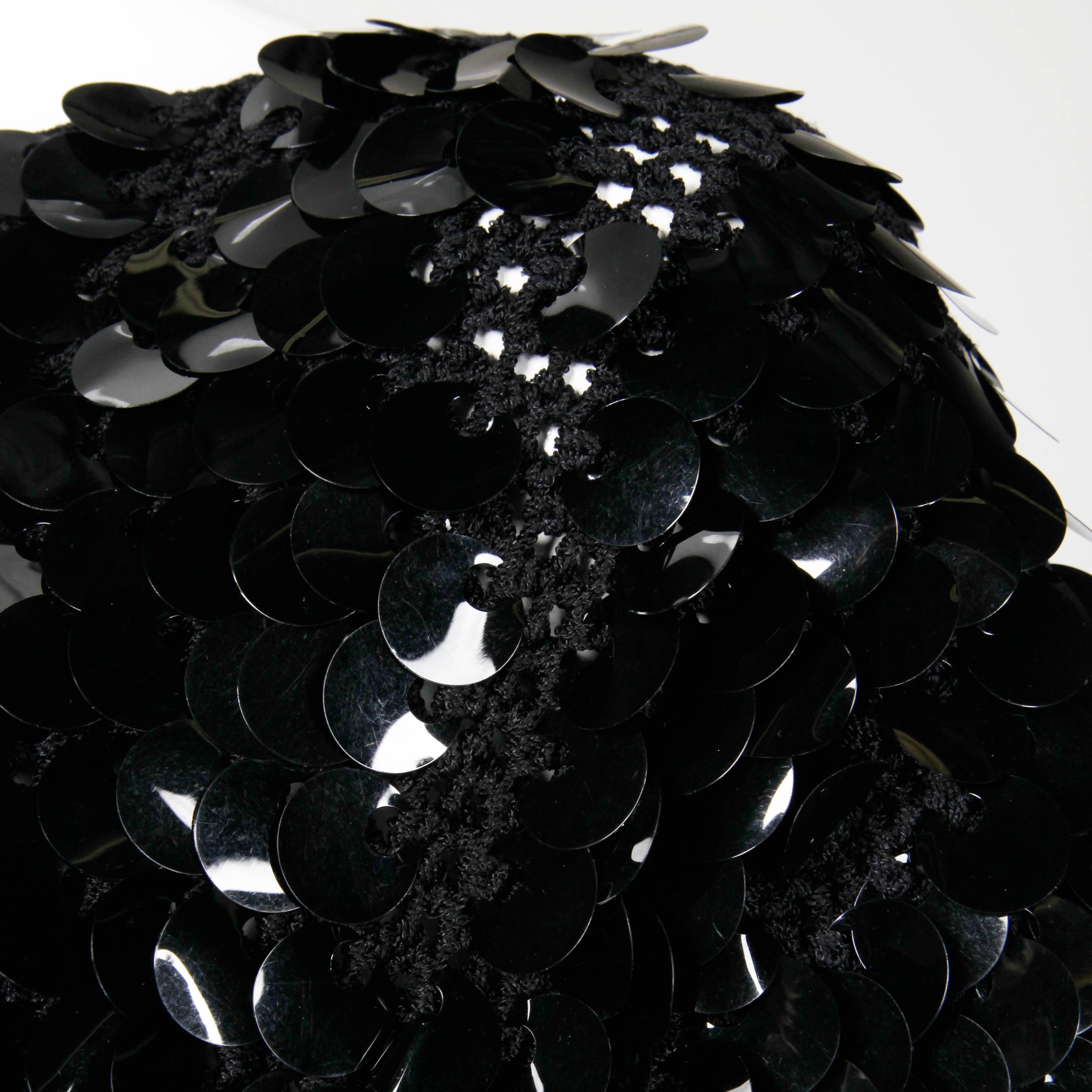 1980s Oscar de la Renta Vintage Black Knit SparklySequin Paillettes Top or Shirt 2