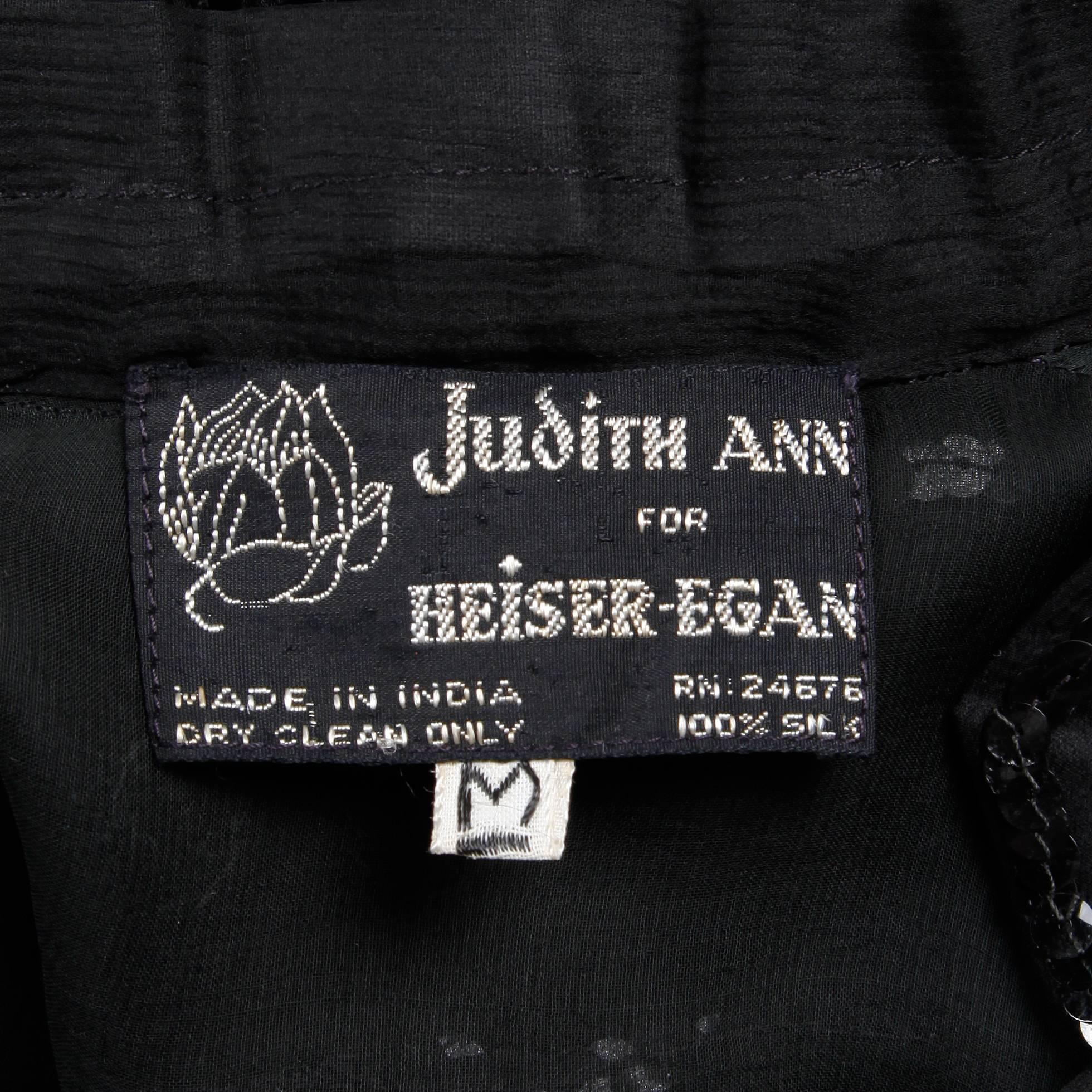 1970s Judith Ann for Heiser-Egan Vintage Sheer Black Silk Chiffon ...