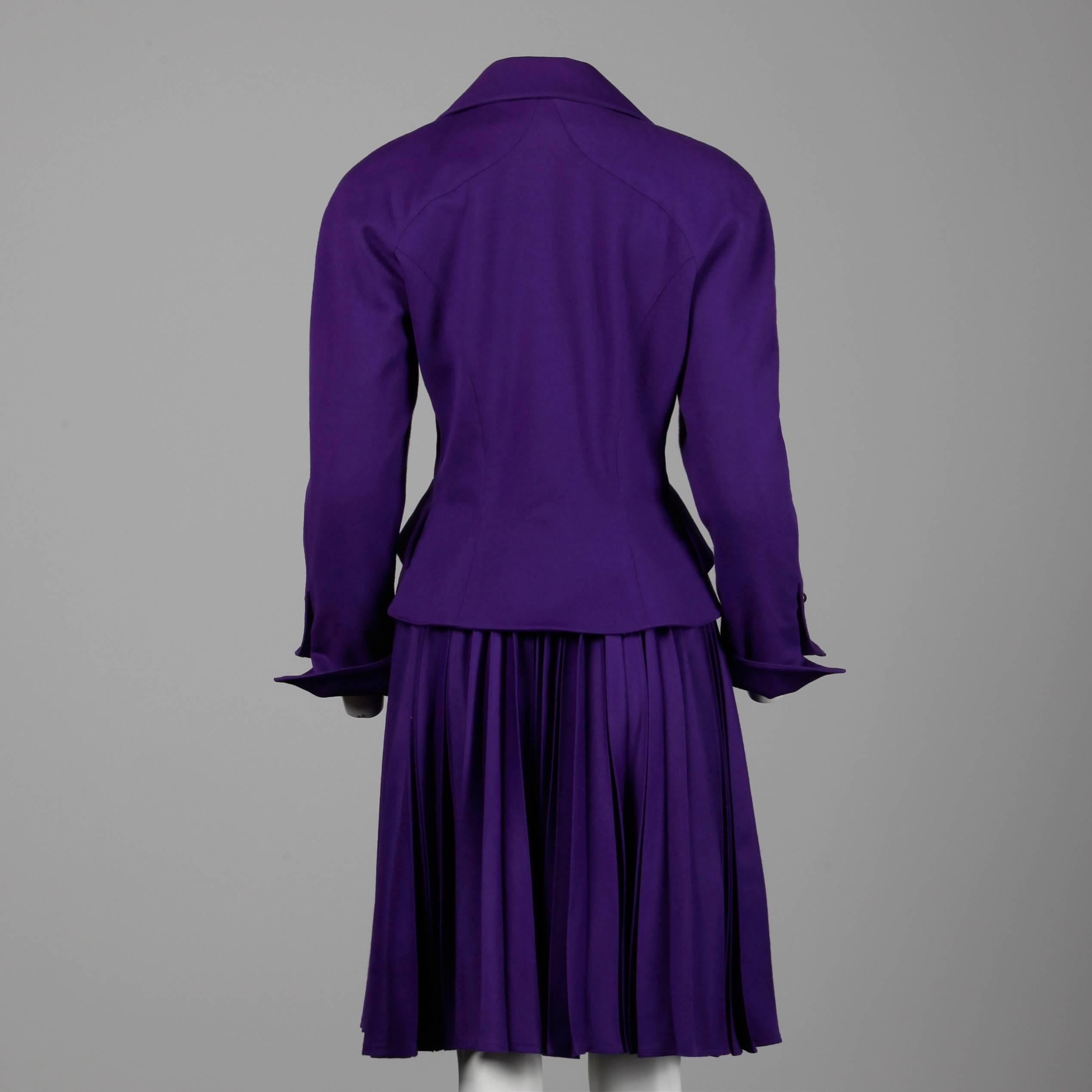 Women's 1990s Christian Lacroix Vintage Pret-a-Porter Wool Jacket + Skirt Suit Ensemble