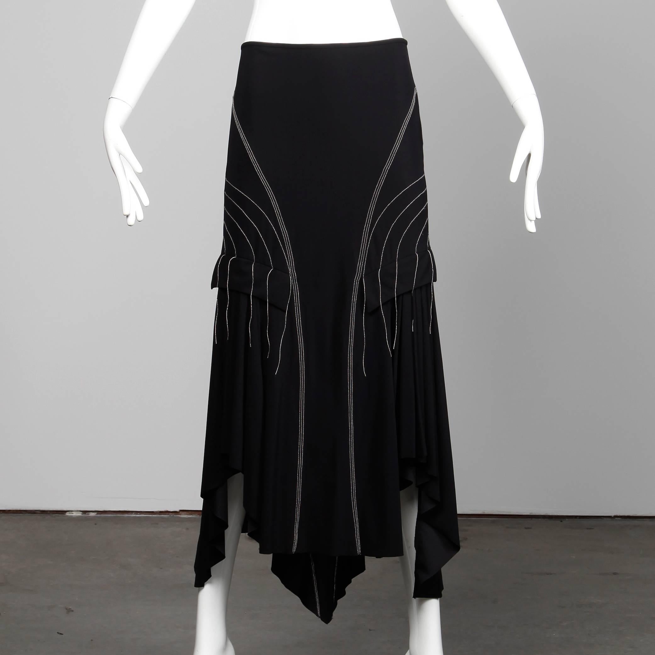 1990s Marithe' + Francois Girbaud Vintage Avant Garde Black High Low Maxi Skirt In Excellent Condition In Sparks, NV