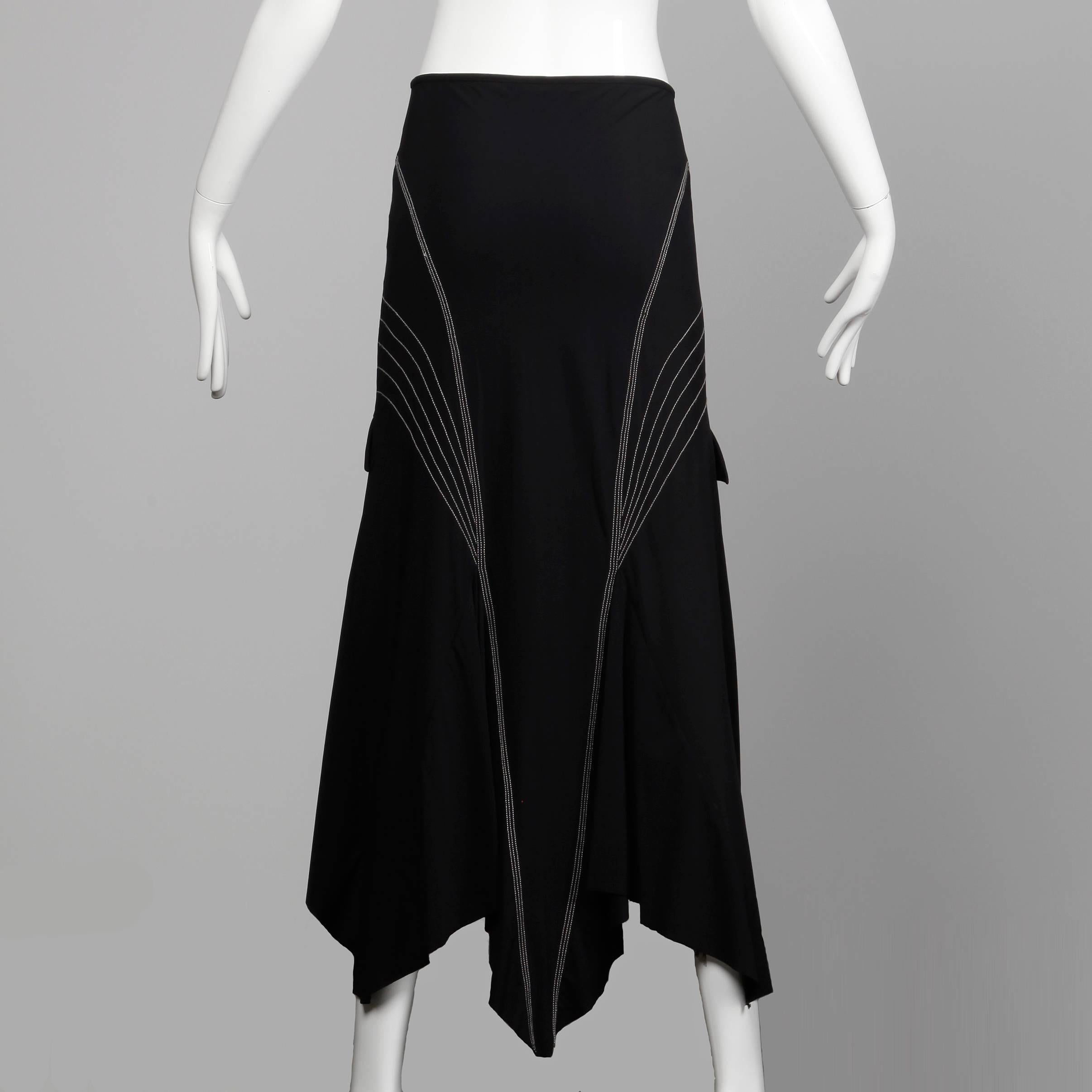 1990s Marithe' + Francois Girbaud Vintage Avant Garde Black High Low Maxi Skirt 1
