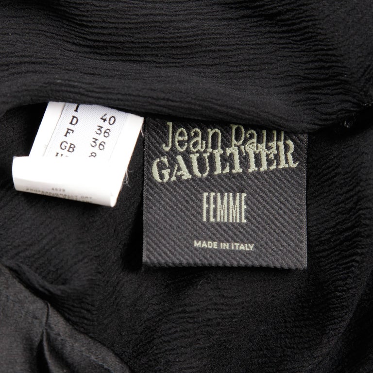 1990s Jean Paul Gaultier Femme Vintage Avant Garde Black Silk ...
