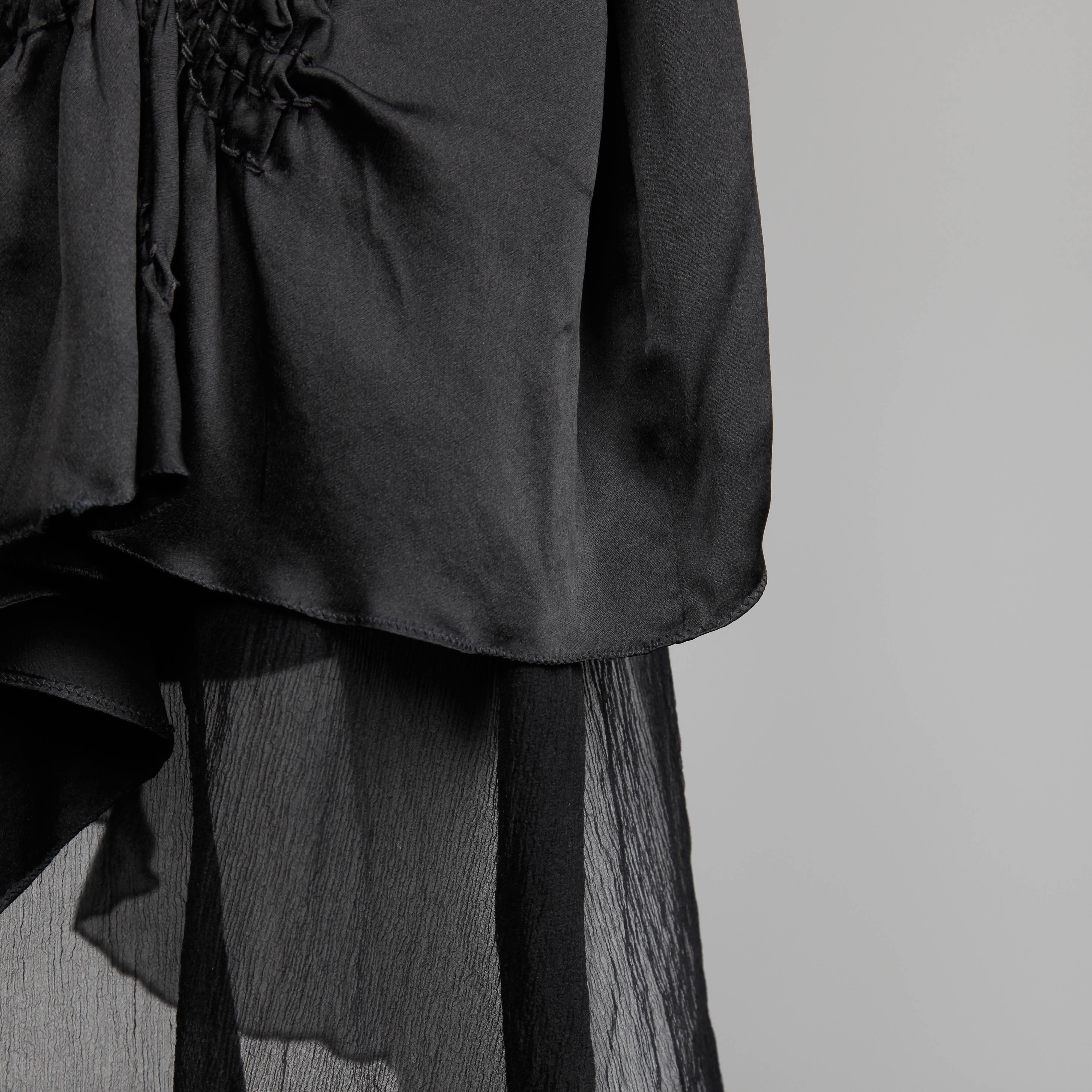 1990s Jean Paul Gaultier Femme Vintage Avant Garde Black Silk Asymmetric Skirt 3