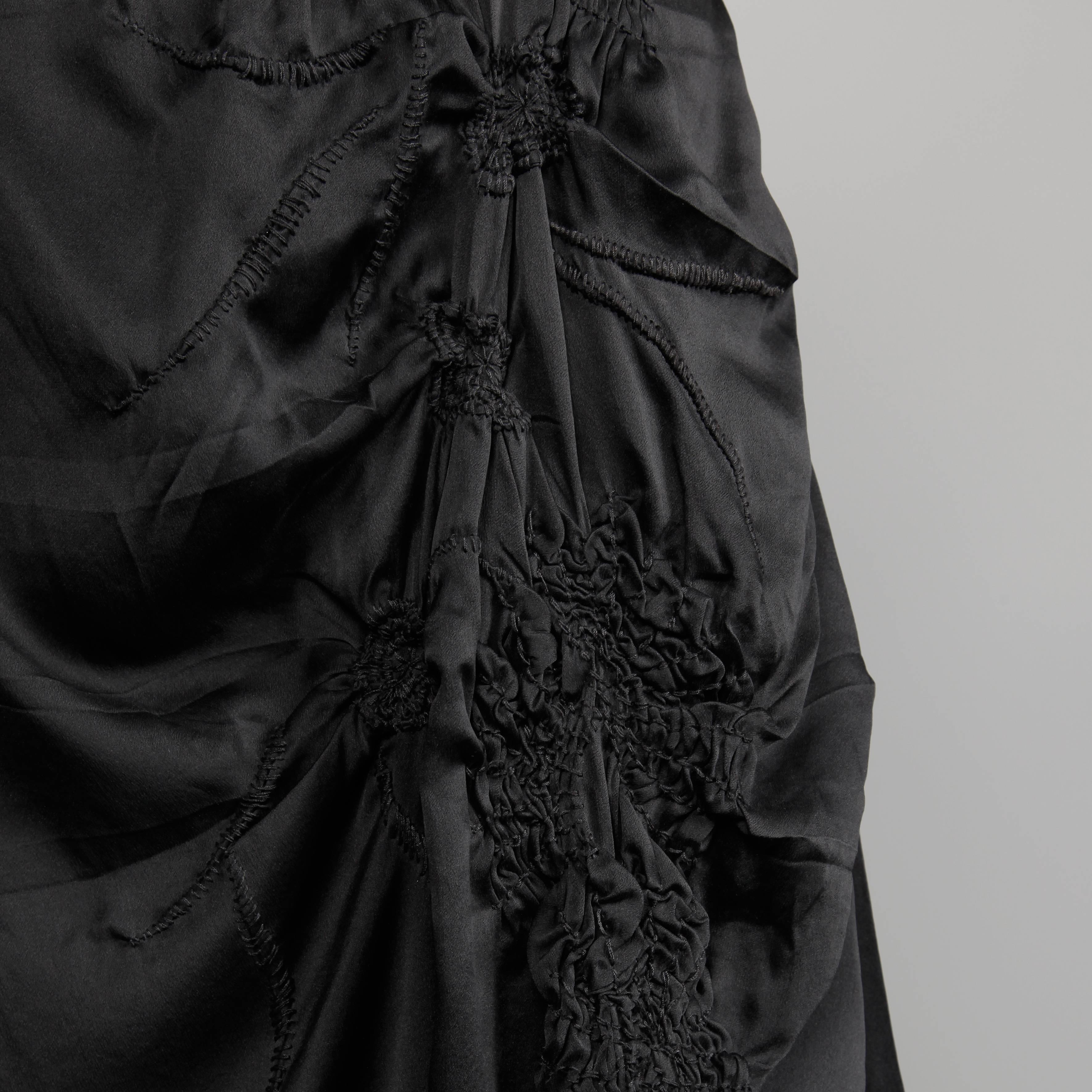 1990s Jean Paul Gaultier Femme Vintage Avant Garde Black Silk Asymmetric Skirt 1