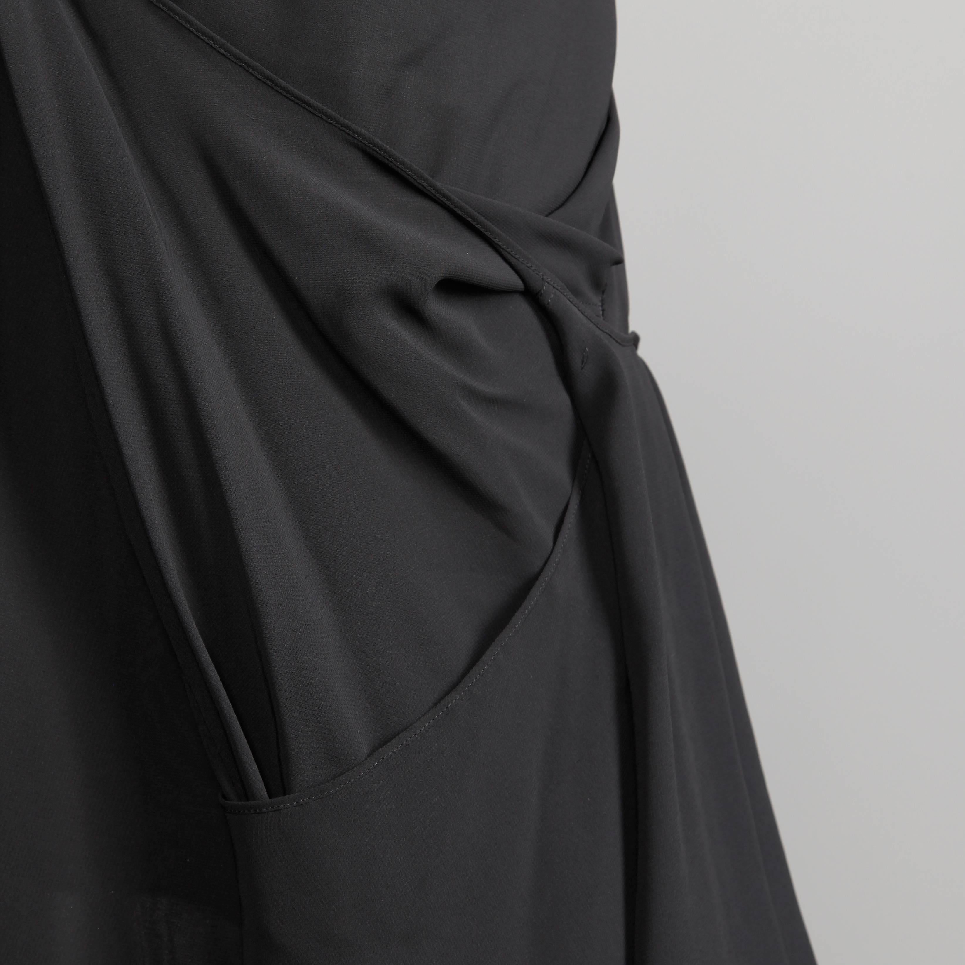 Junya Watanabe Comme des Garcons Avant Garde Black Draped Asymmetric Dress For Sale 1