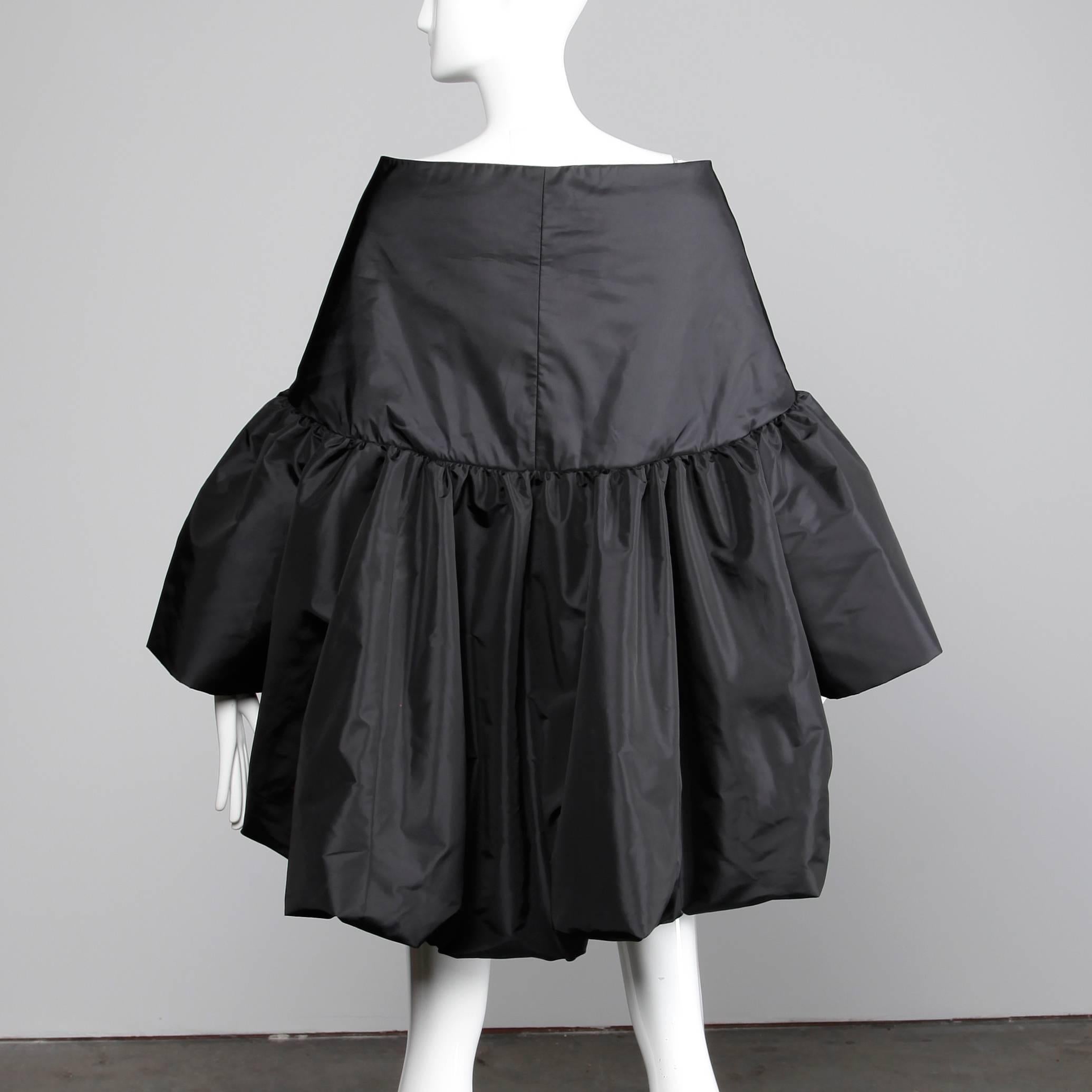 Amazing Victor Costa Black Taffeta Opera Cape Coat or Jacket with Bell Sleeves 1