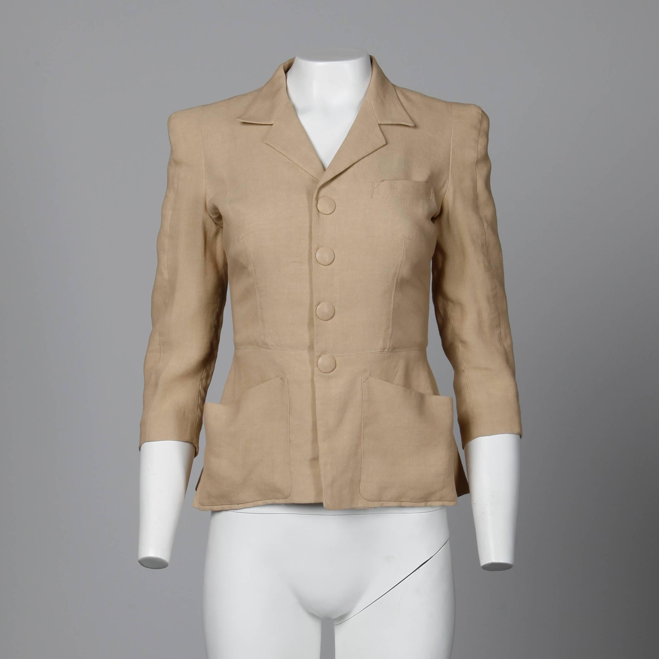 1990s Jean Paul Gaultier Femme Vintage Beige/ Blush Blazer Jacket In Excellent Condition In Sparks, NV