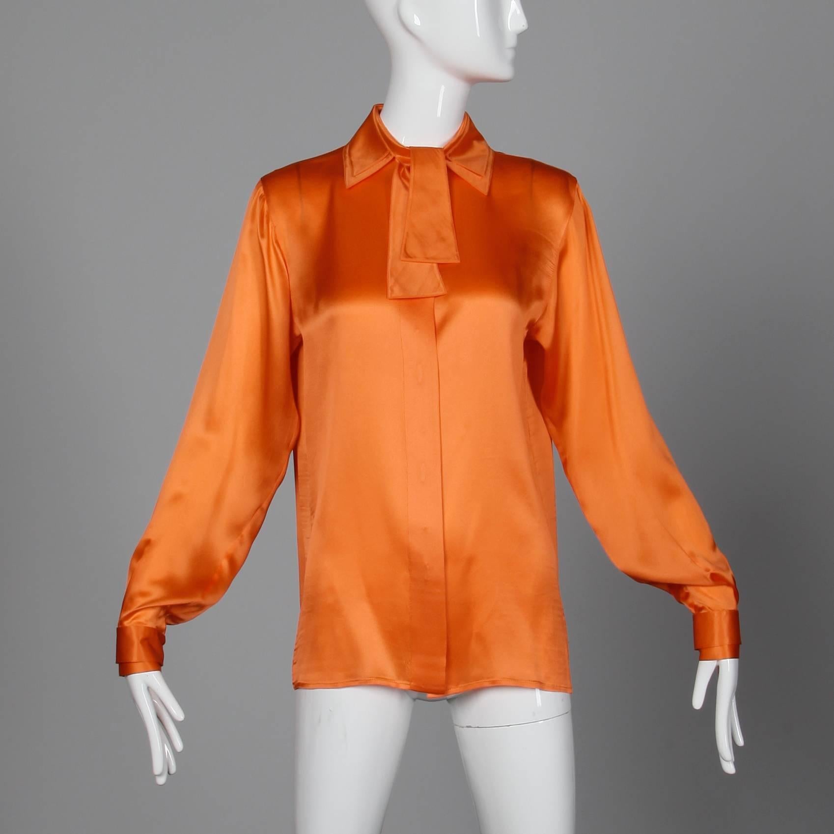 orange silk top