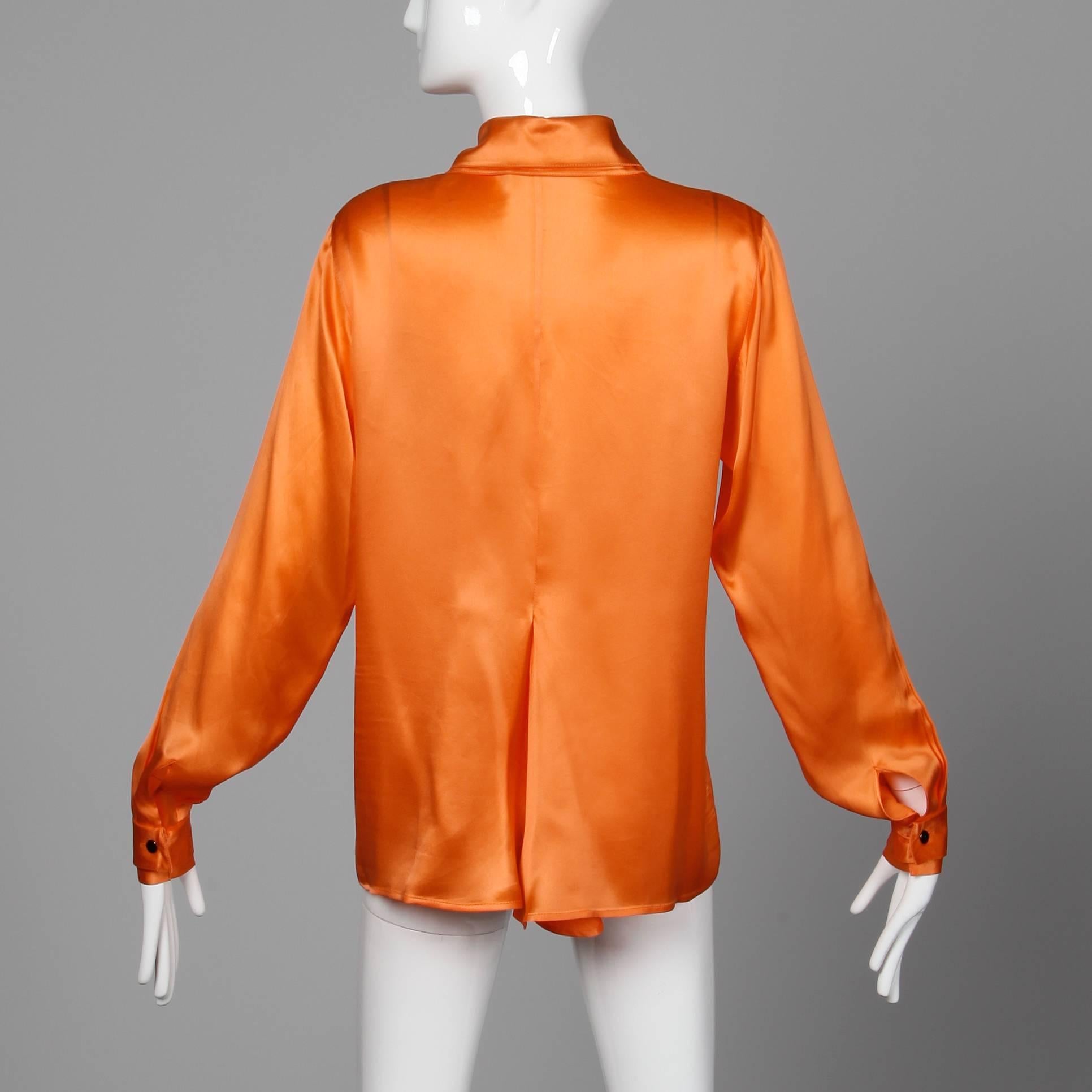 Women's Unworn w/ Original $5, 995.00 Tags Claude Montana Vintage Orange Silk Blouse Top