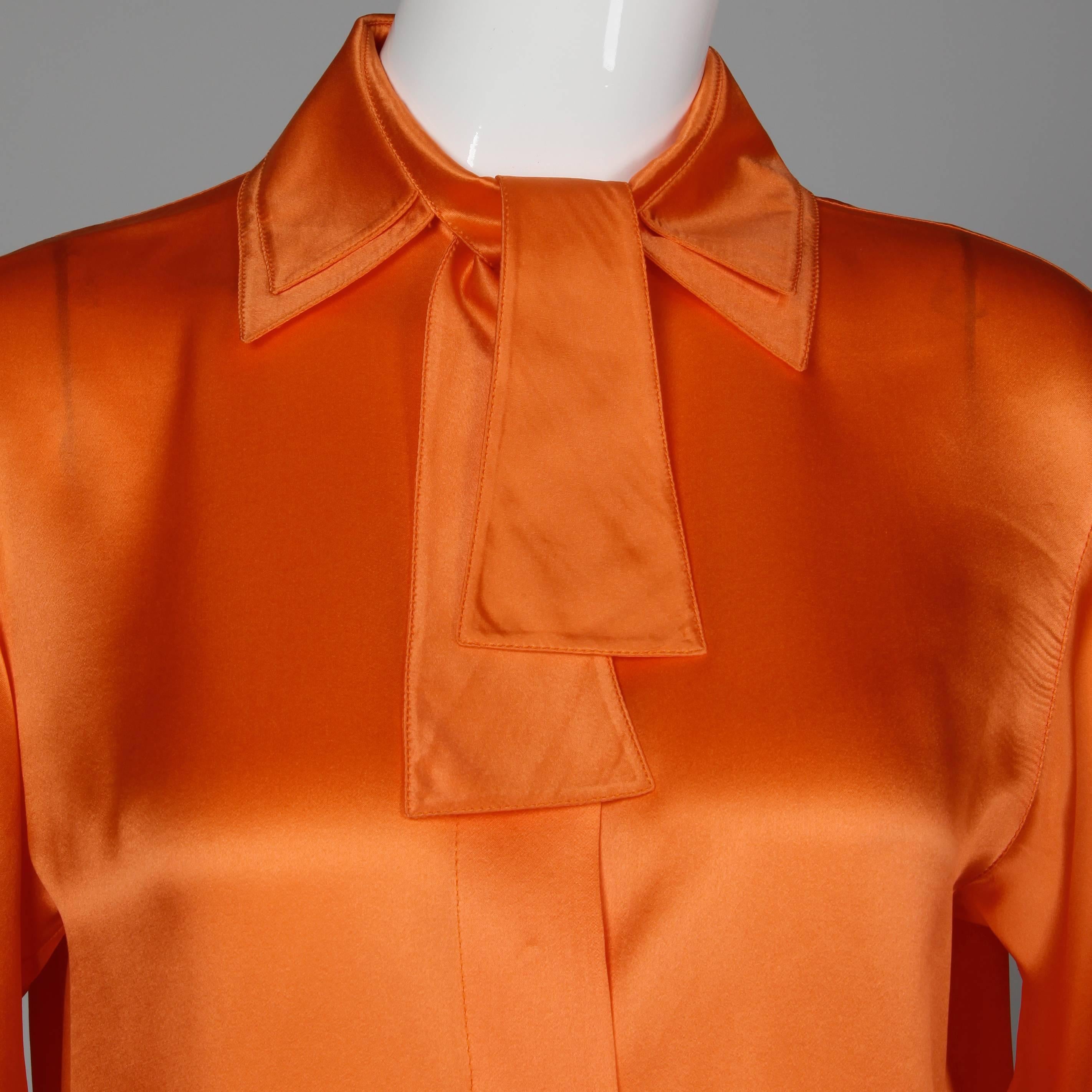 Unworn w/ Original $5, 995.00 Tags Claude Montana Vintage Orange Silk Blouse Top 1