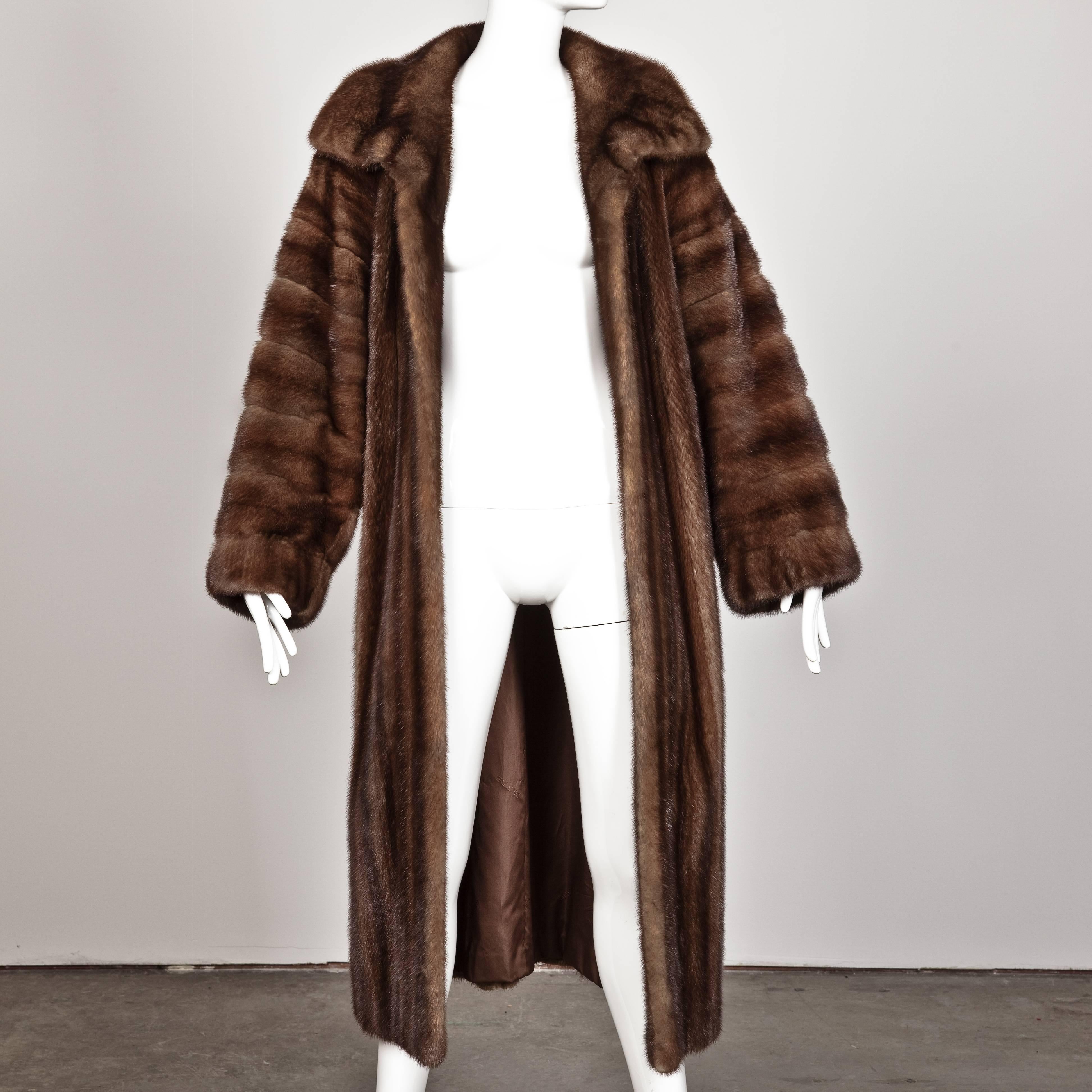 Black James Galanos Vintage Female Mahogany Mink Full Length Coat, 1980s 