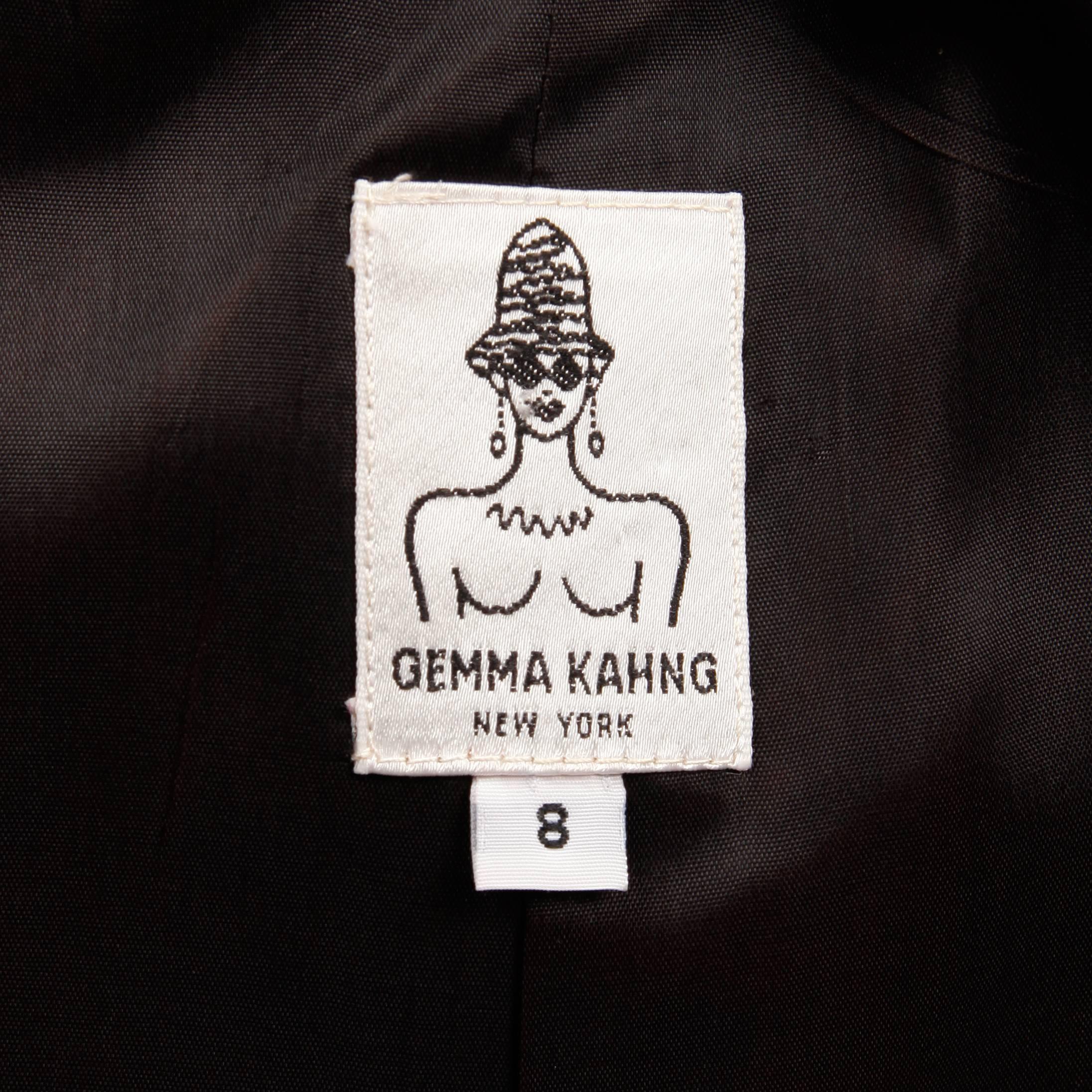 1990s Gemma Kahng Vintage Wool + Velvet Double Breasted Military Blazer Jacket 3