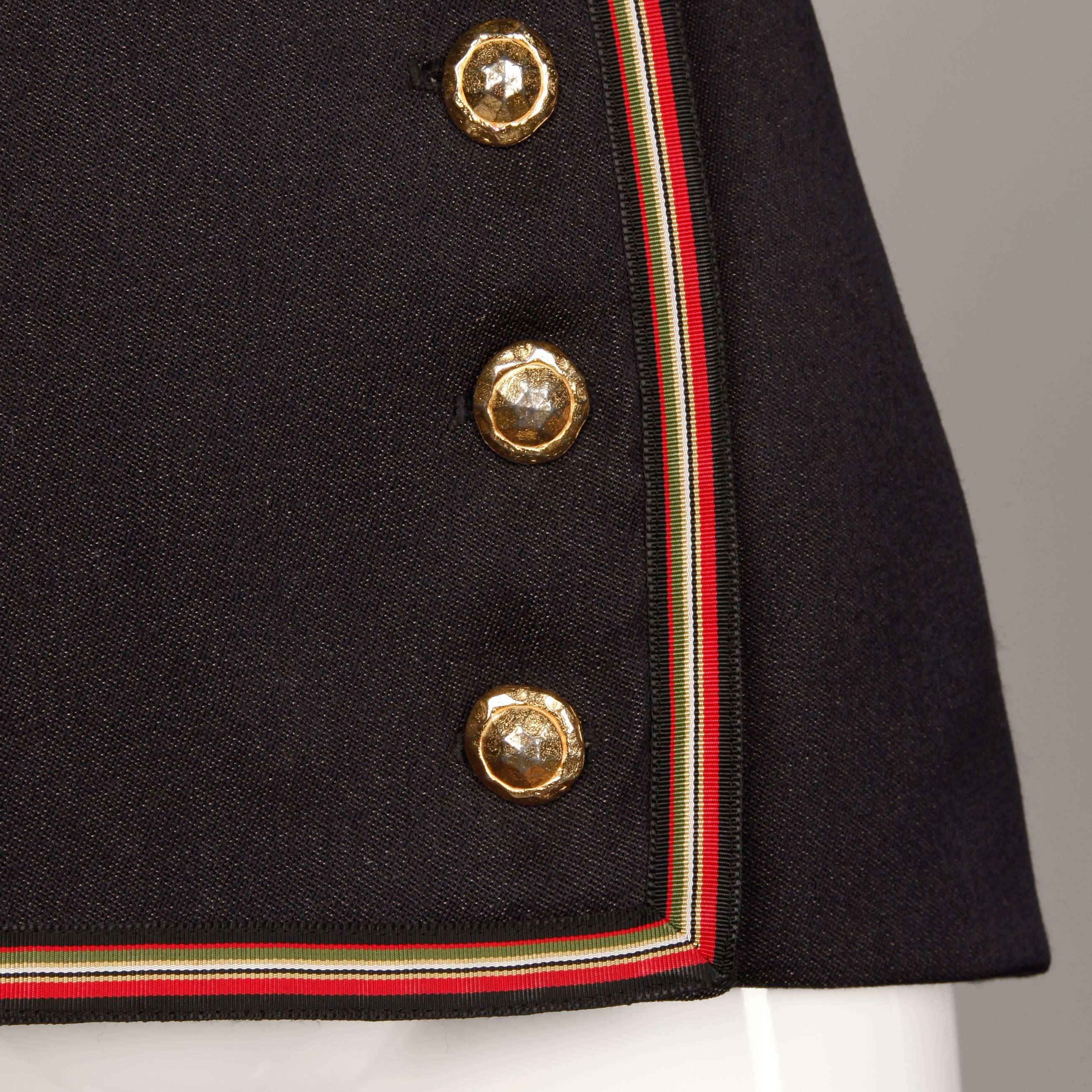 1990s Gemma Kahng Vintage Wool + Velvet Double Breasted Military Blazer Jacket 1