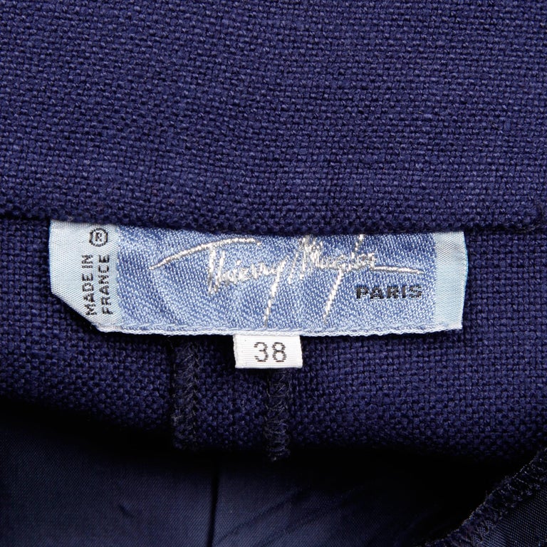 1980s Thierry Mugler Vintage Navy Blue Cut Out Jacket + Pants Suit ...