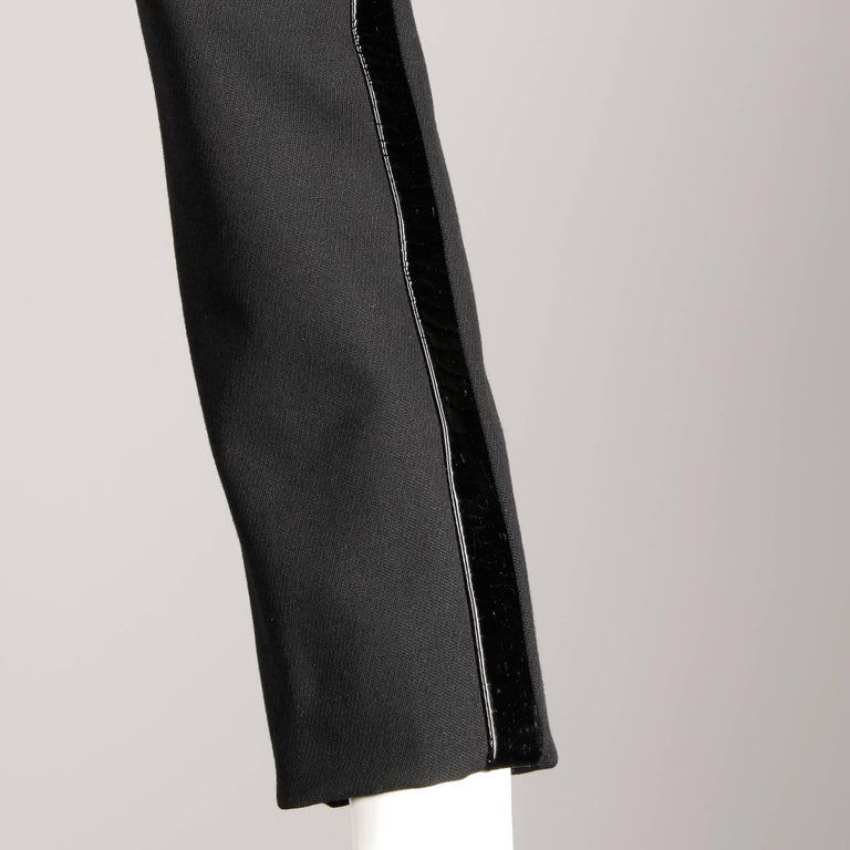 1980s Jacques Molko Vintage Black Patent Leather + Wool Avant Garde Dress For Sale 3